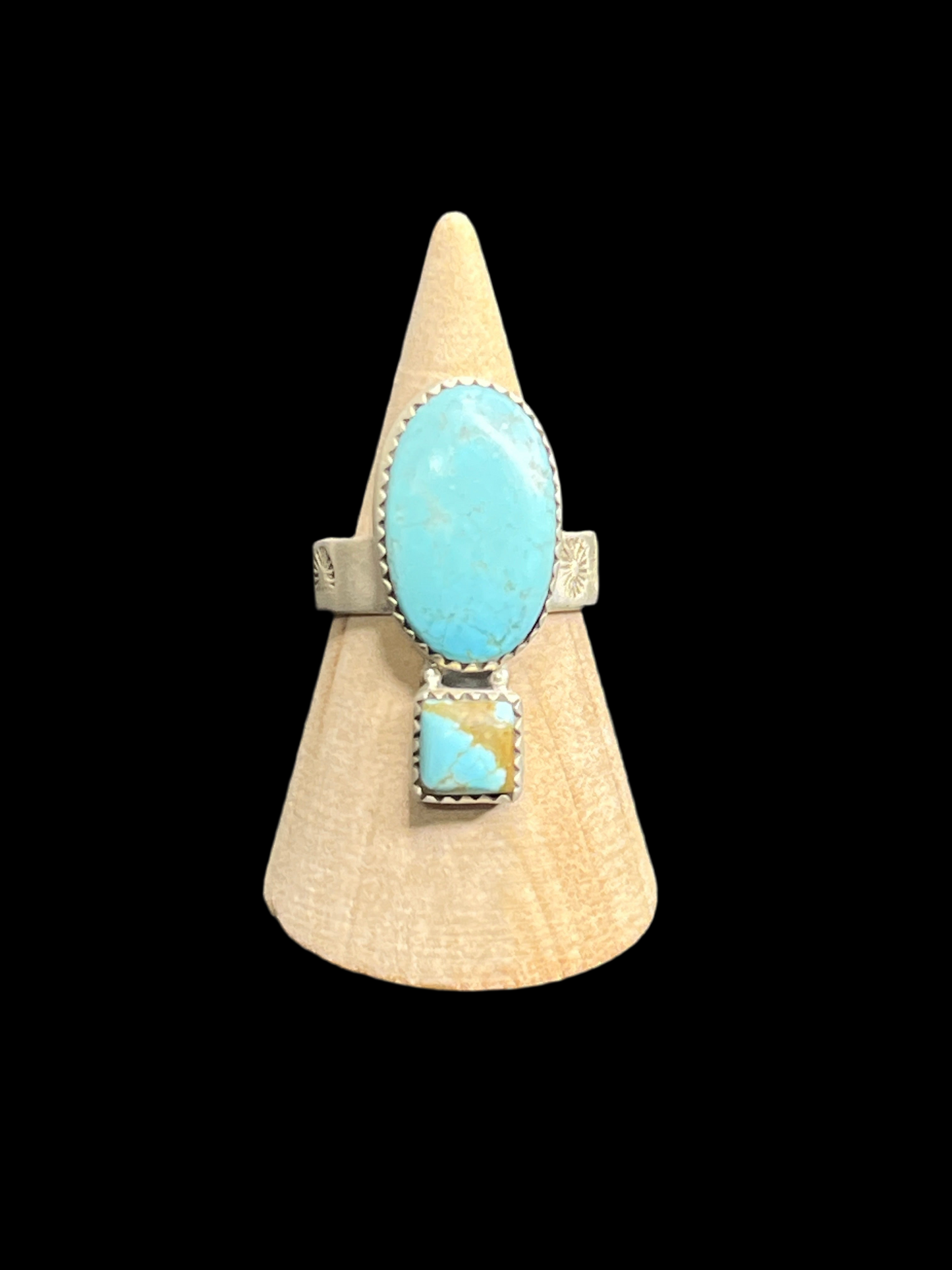 Double Stone Turquoise Ring - adjustable
