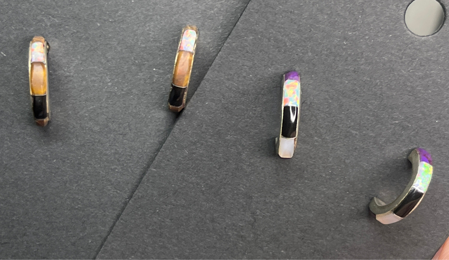 Inlay Sterling Silver Earrings - Artist Signed