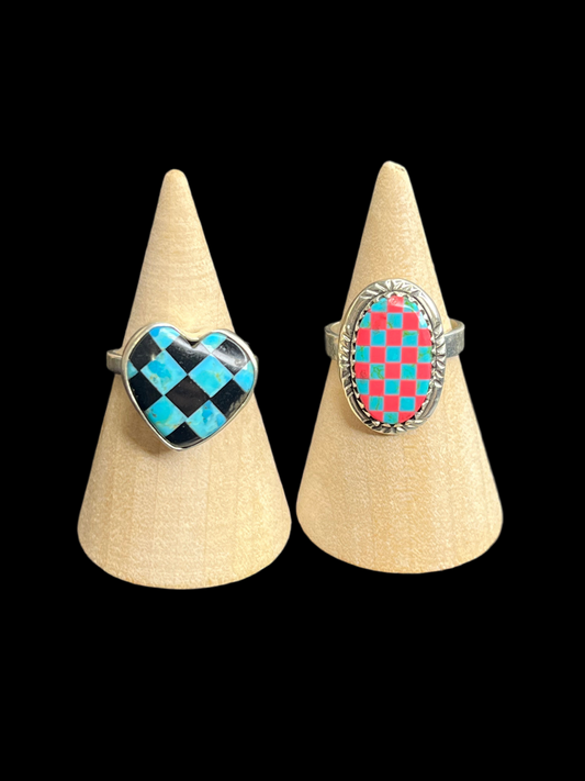 Checker Sterling Silver Rings