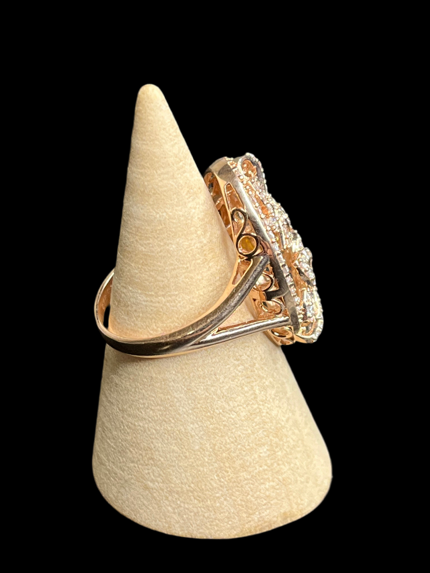 Cubic Zirconia Rose Gold Over Sterling Silver Ring - Size 7