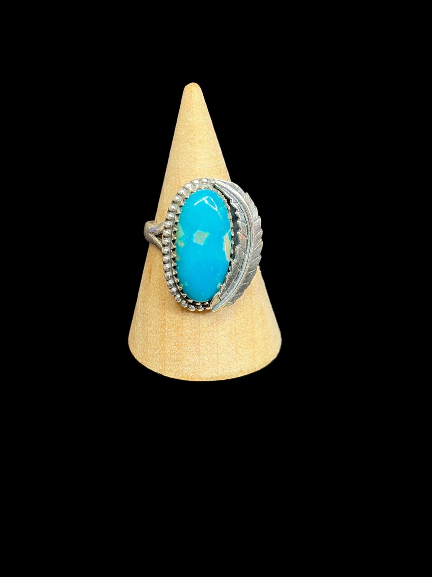 Handcrafted Kingman Turquoise With Quartz Inclusions Ring - size 10