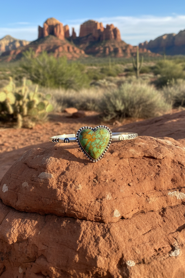 Handcrafted Green Kingman Turquoise Cuff Bracelet