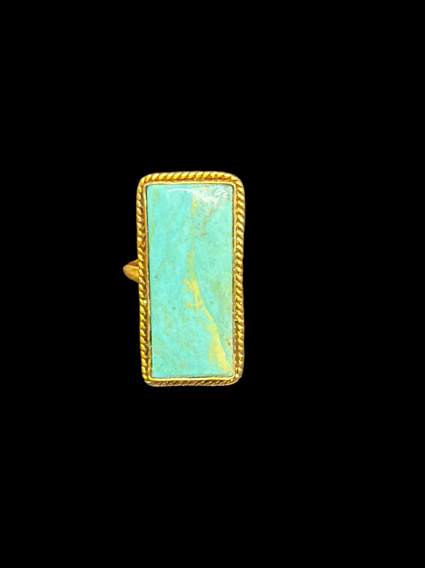 The Golden Turquoise Bar Rings