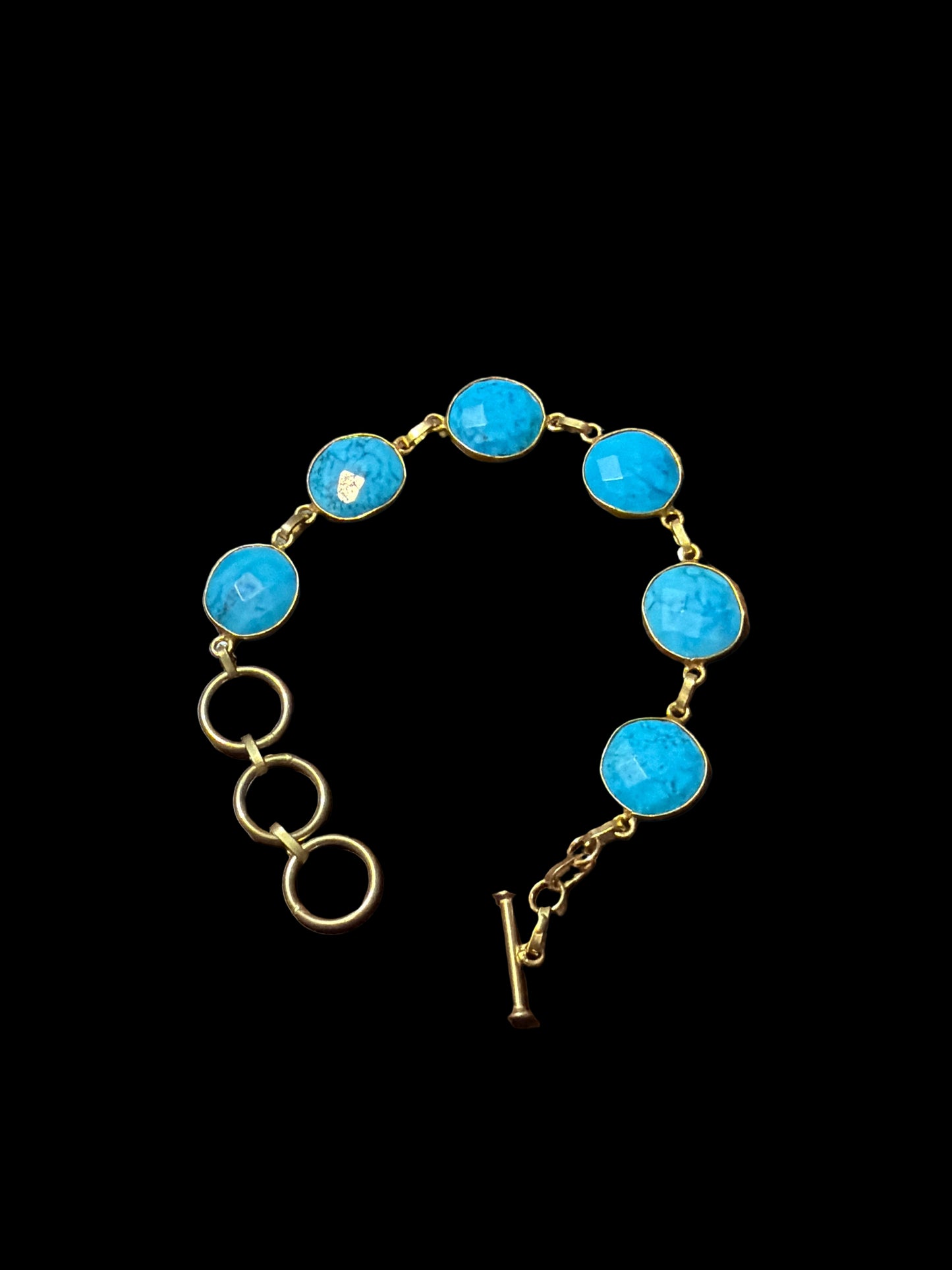 Faceted Natural Turquoise Tennis Bracelet