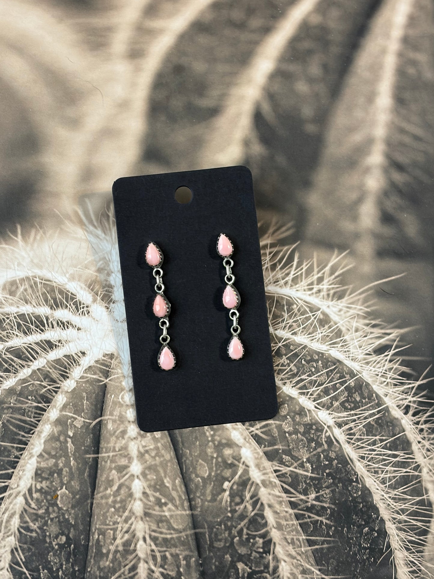 Handcrafted Pink Conch Drop Earrings