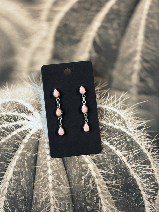 Handcrafted Pink Conch Drop Earrings