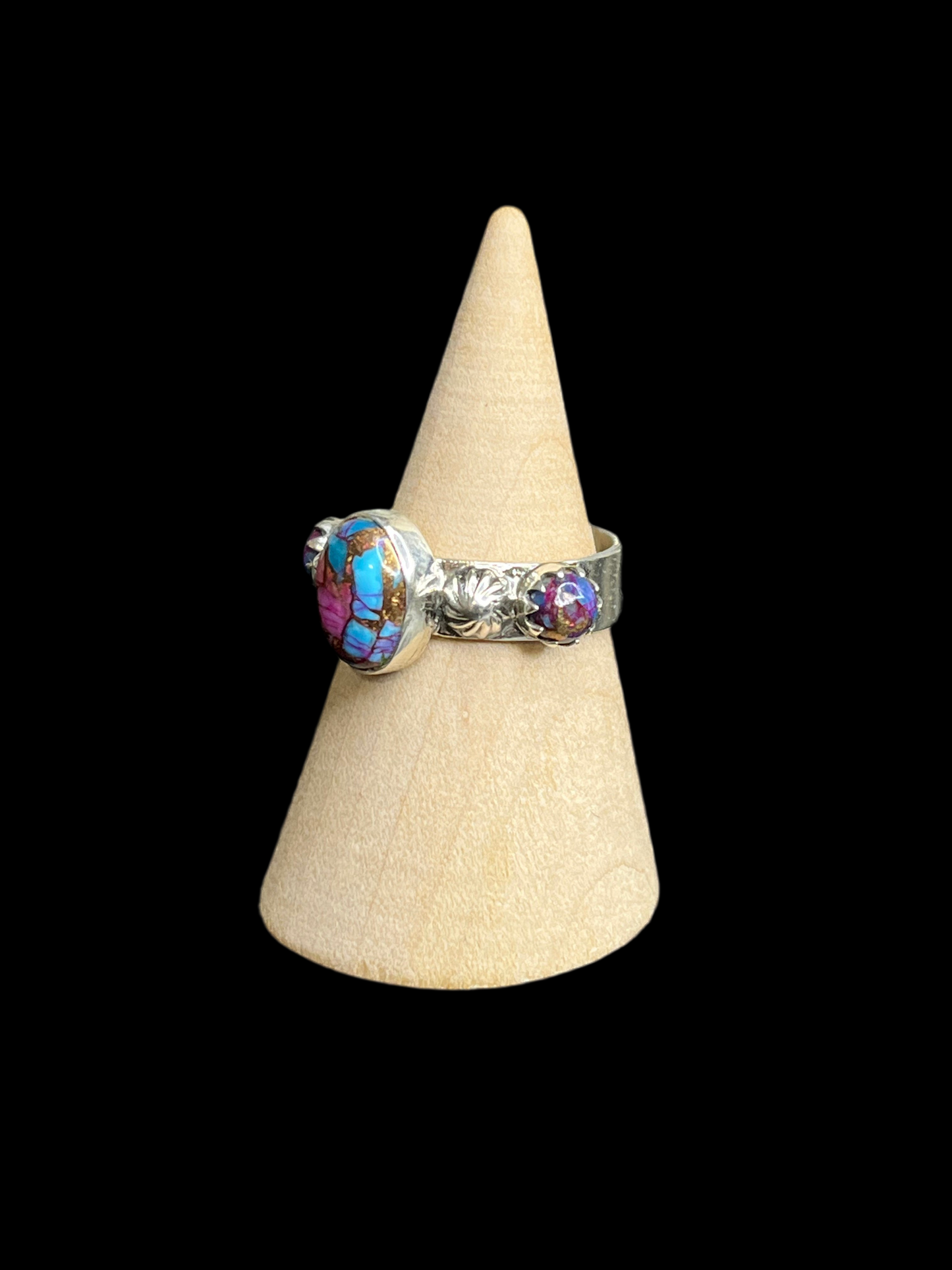 Pink Dahlia Sterling Silver Ring - size 8