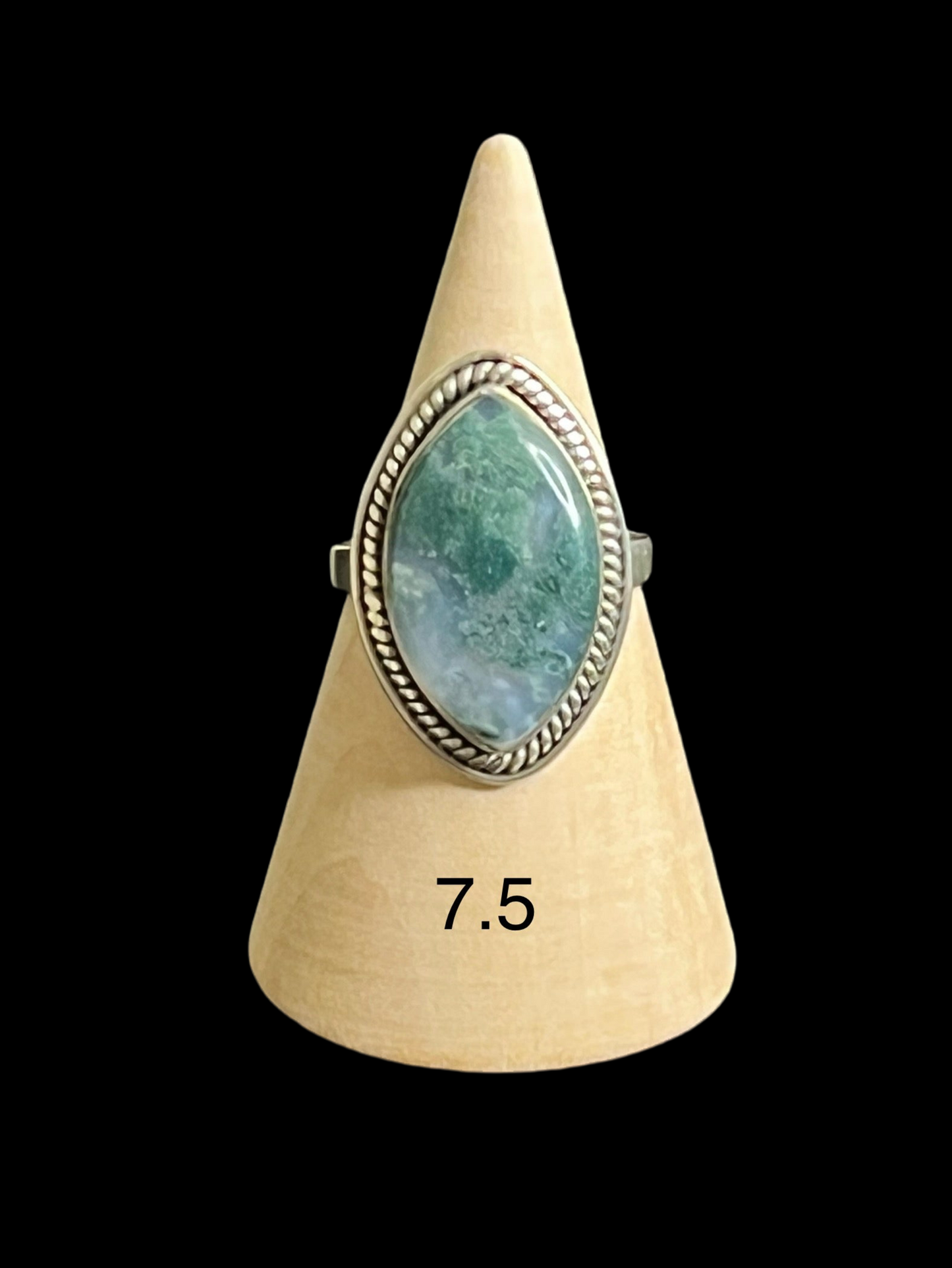 Marquise Natural Stone Sterling Silver Rings