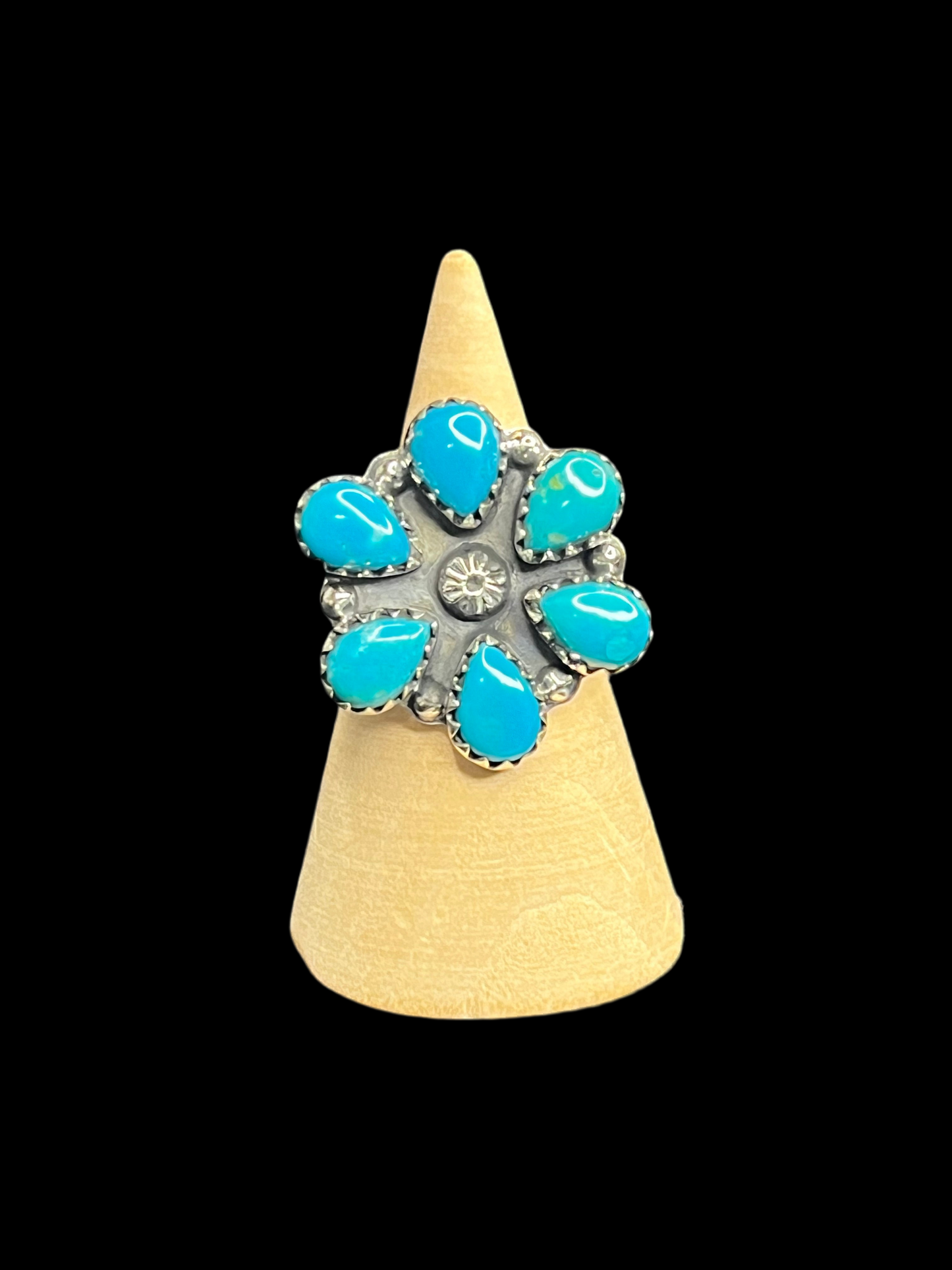 Kingman Turquoise Cluster Rings