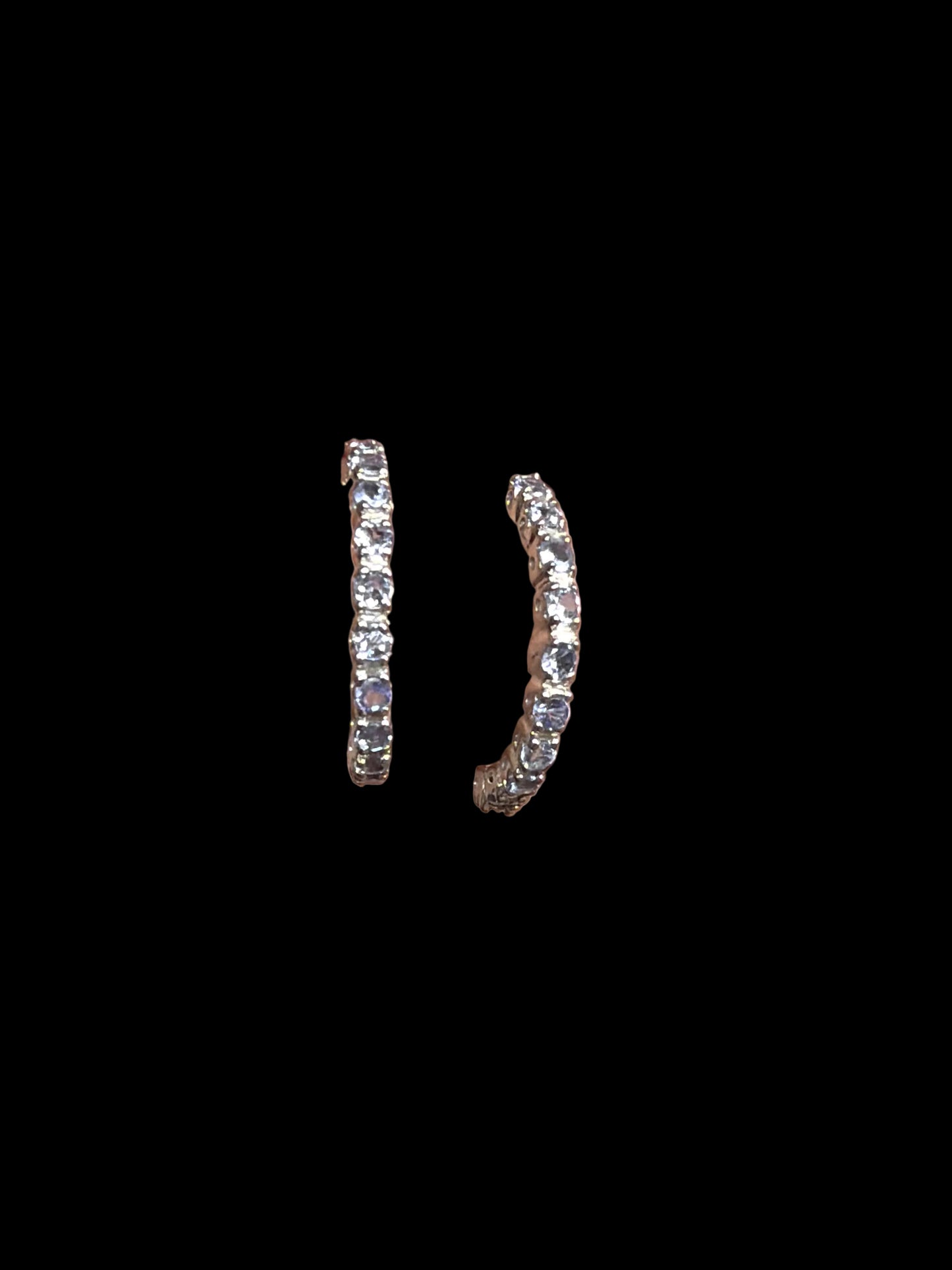 Natural Tanzanite Half Hoop Earrings