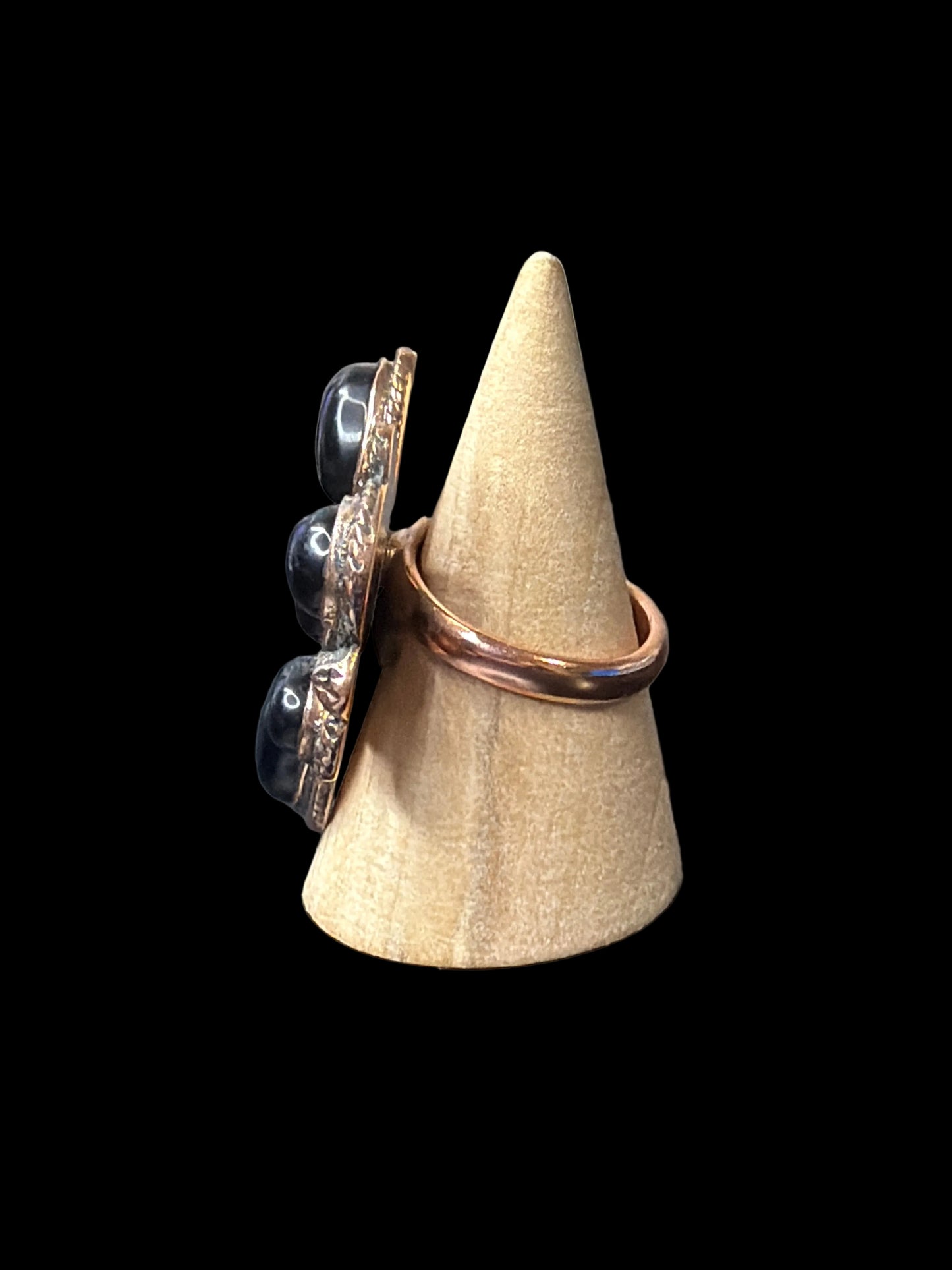 Copper & Black Onyx Dragonfly Ring - Adjustable