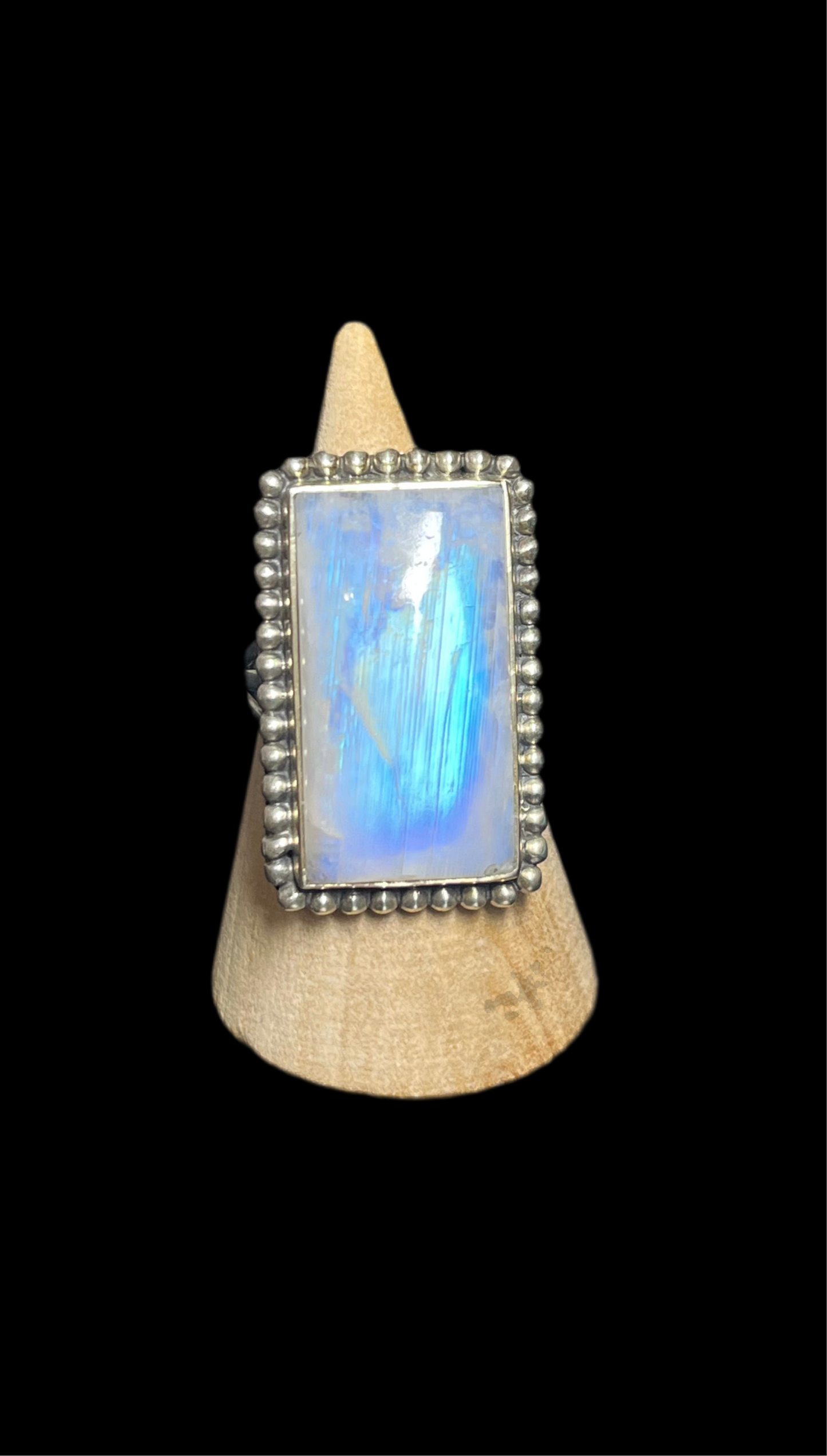Rainbow Moonstone Sterling Silver Rings