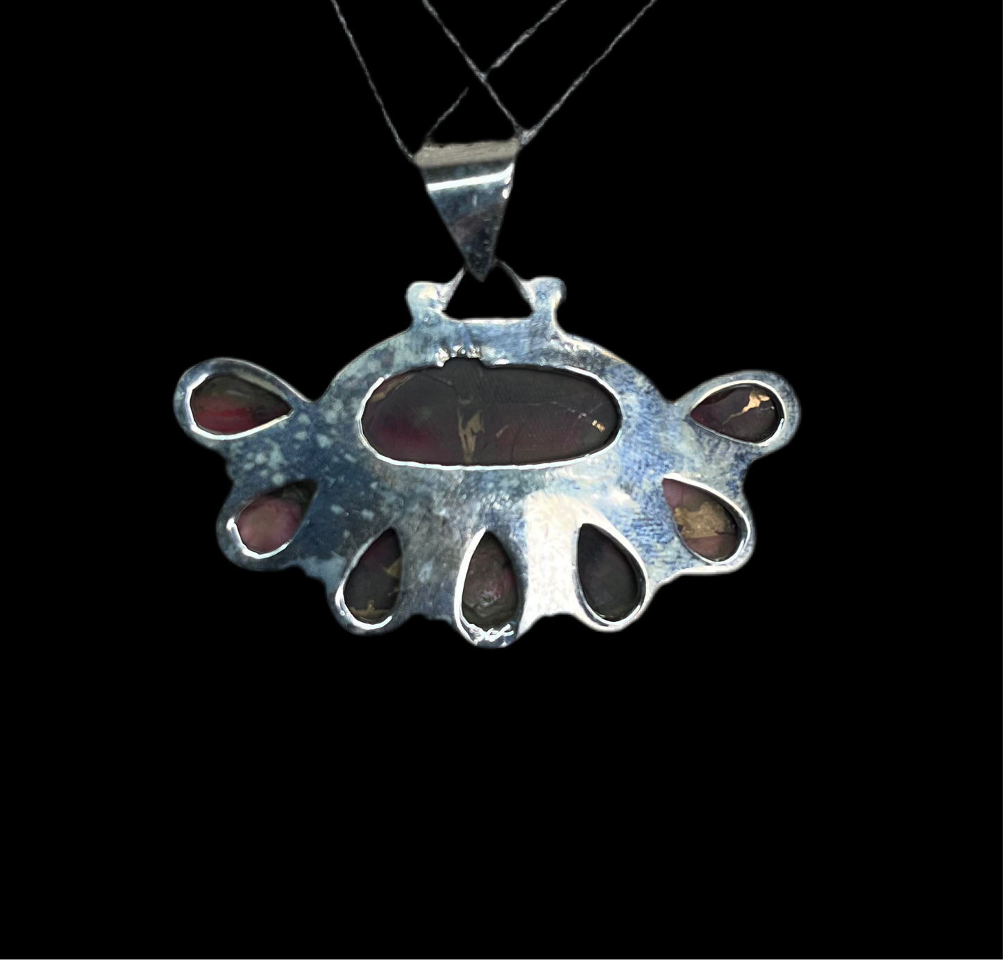 Red Dahlia Cluster Pendant - Sterling Silver