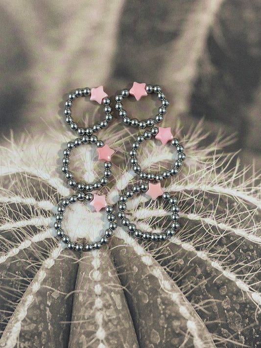 Desert Steel & Pink Conch Star Stretch Ring