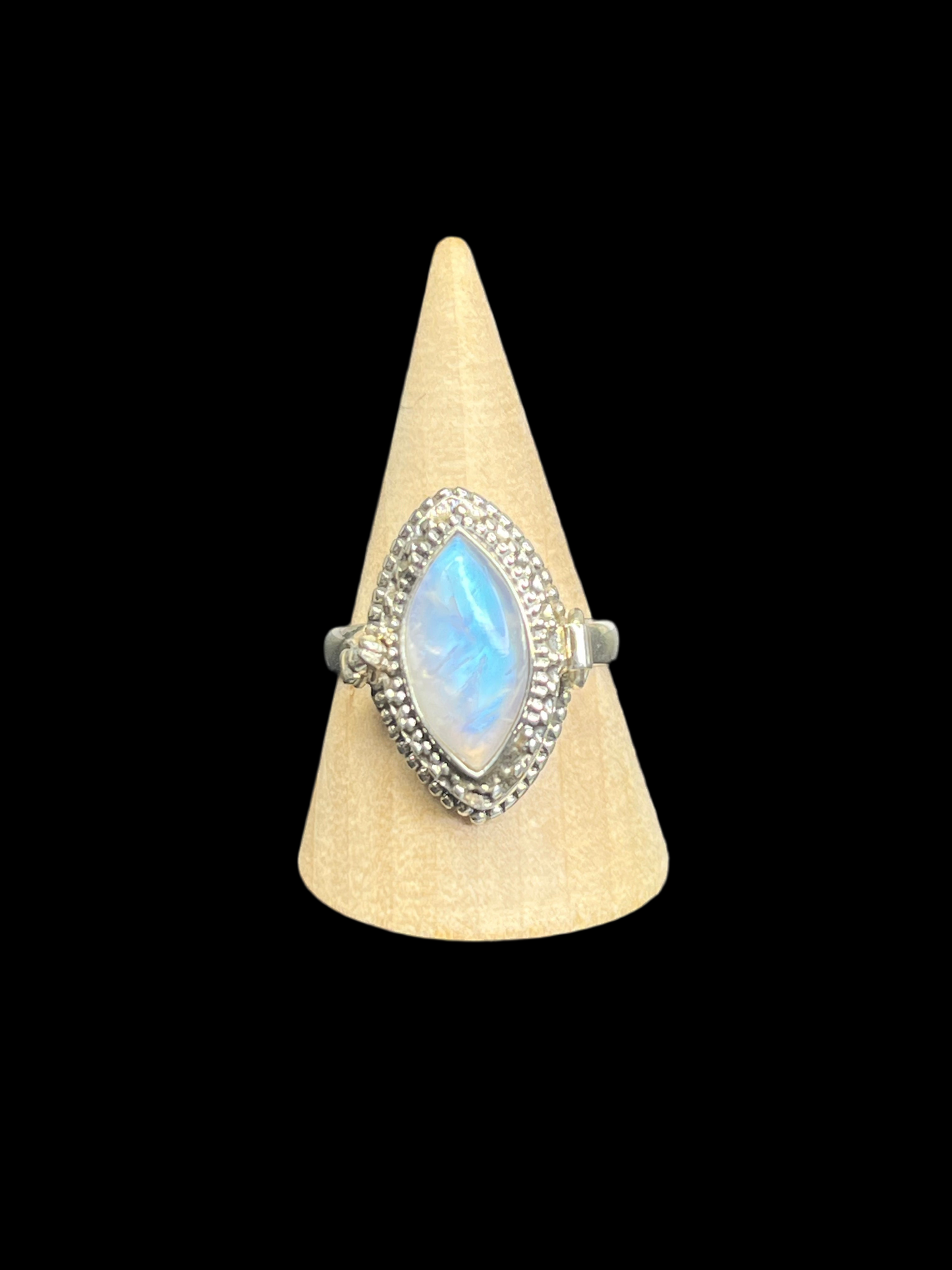 Rainbow Moonstone Poison Ring - size 12
