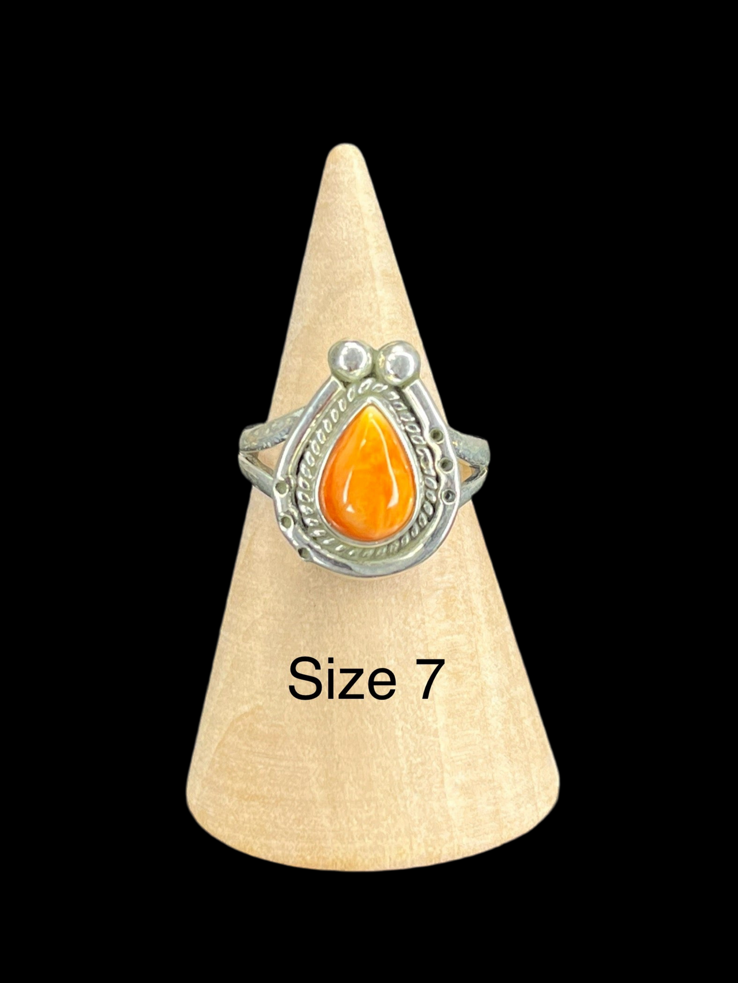 Orange Spiny Sterling Silver Rings