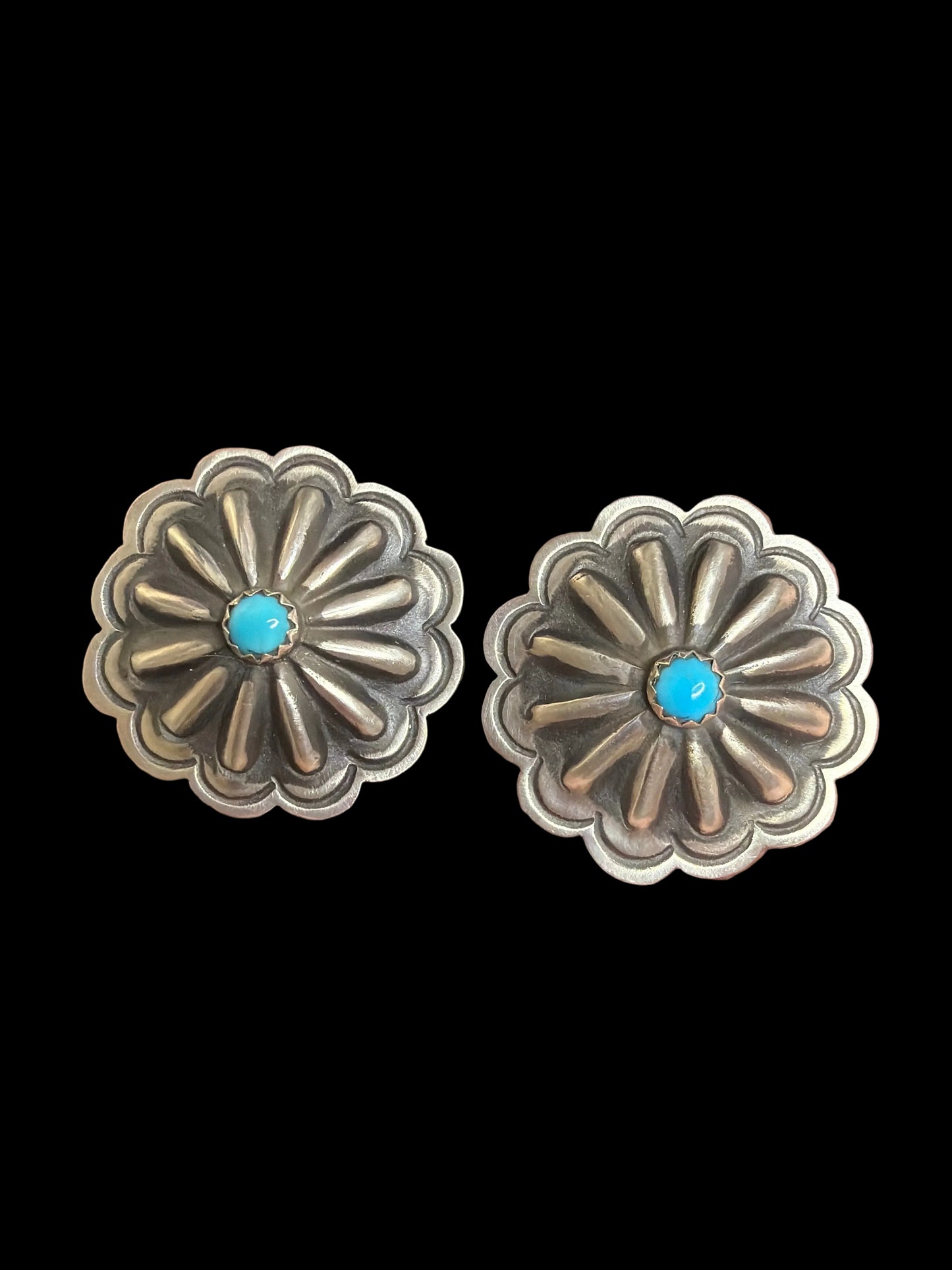 Handcrafted Sleeping Beauty Turquoise Concho Earrings