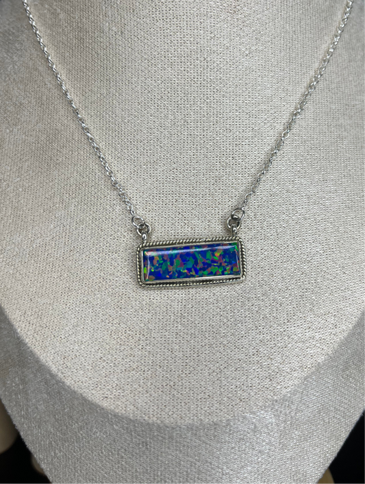 Blue Balloon Opal Sterling Silver Necklace