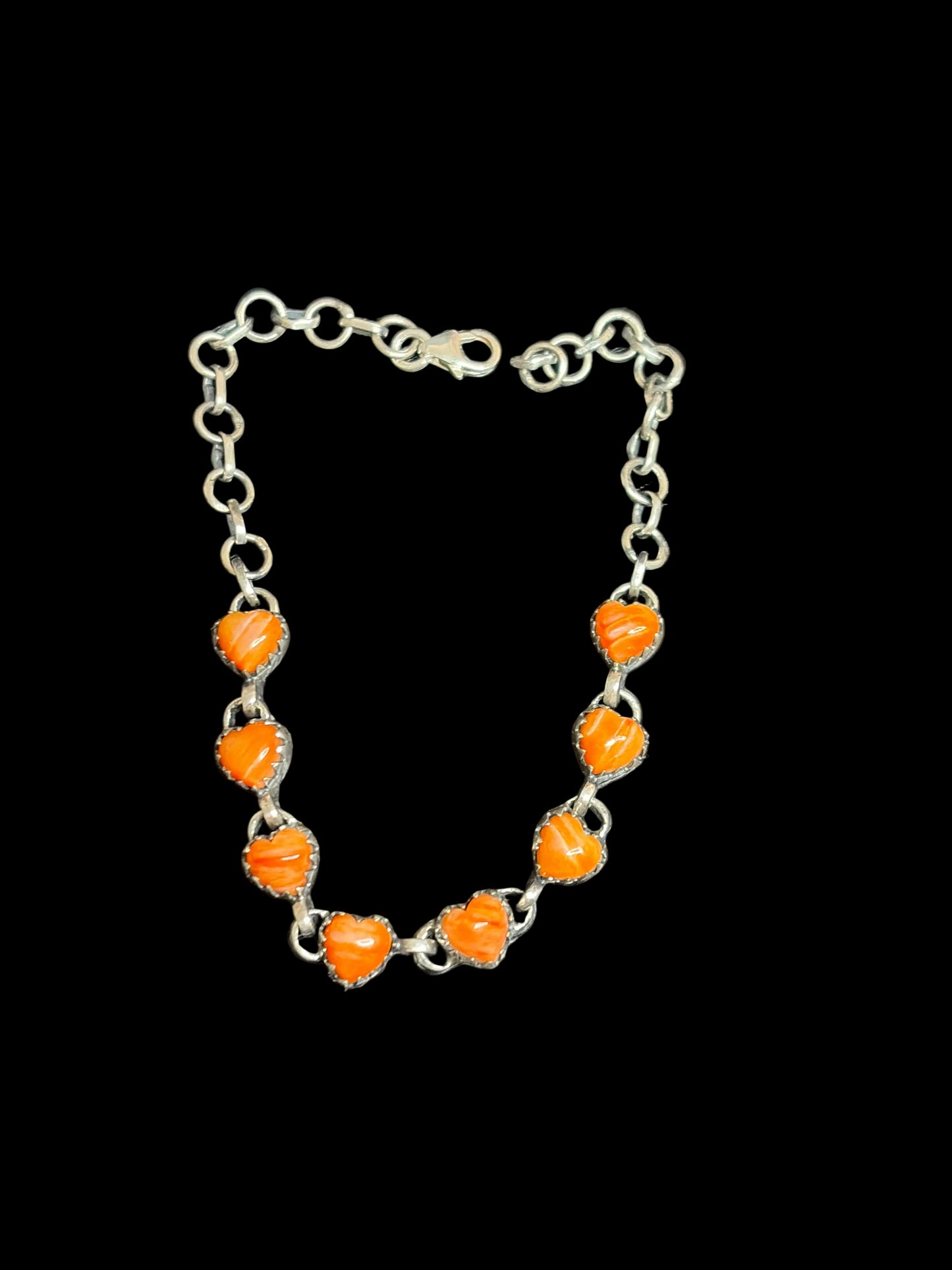 Handcrafted Orange Spiny Heart Bracelet