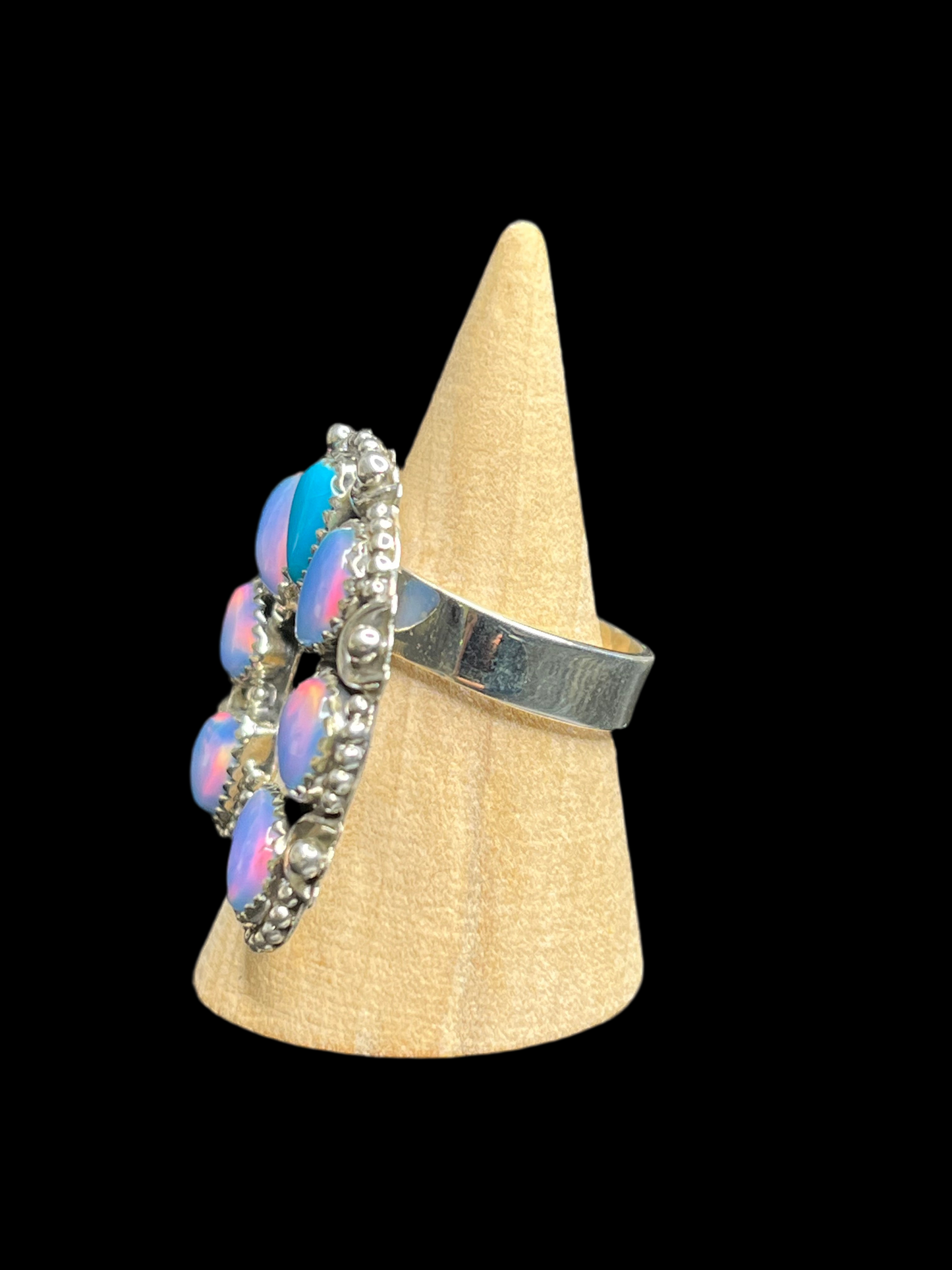 Aurora Opal & Turquoise Naja Style Ring - Adjustable