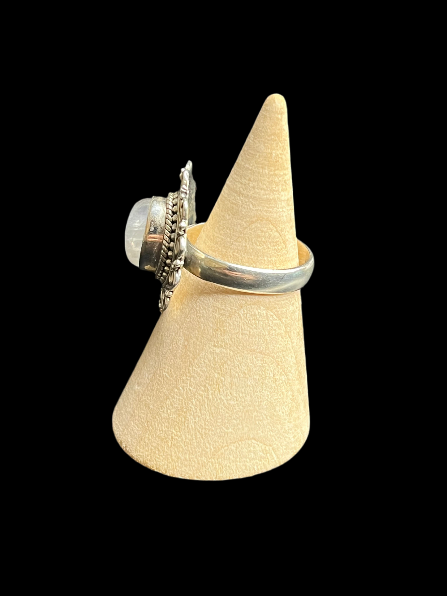 Rainbow Moonstone Sterling Silver Ring - Adjustable