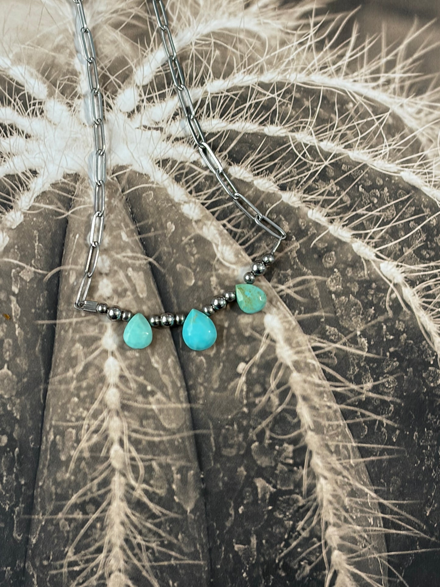 Desert Steel Kingman TurquoiseStacker Necklace