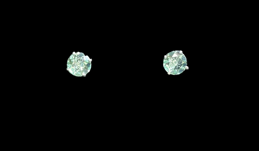 Aquamarine Solitaire Earrings - 2 carat - sterling silver