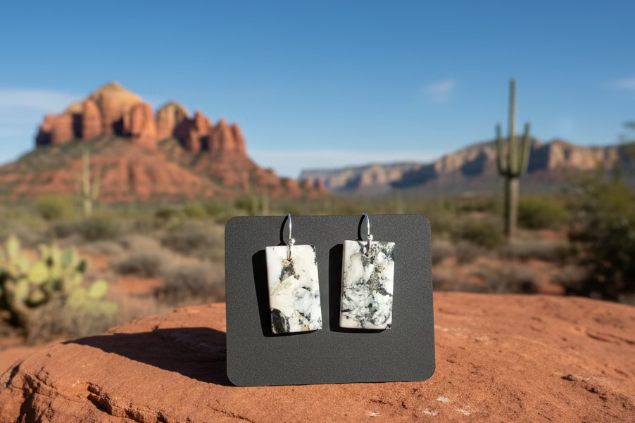 White Buffalo Slab Earrings
