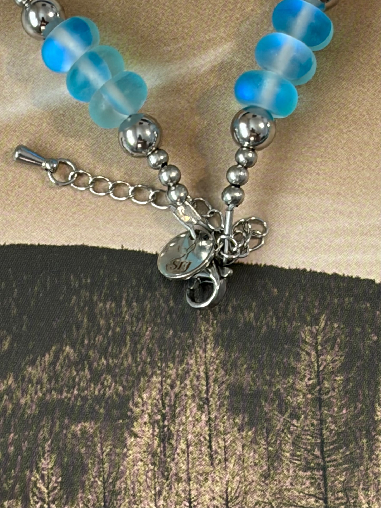 The Mermaid Glass & Desert Steel Lariat Necklace