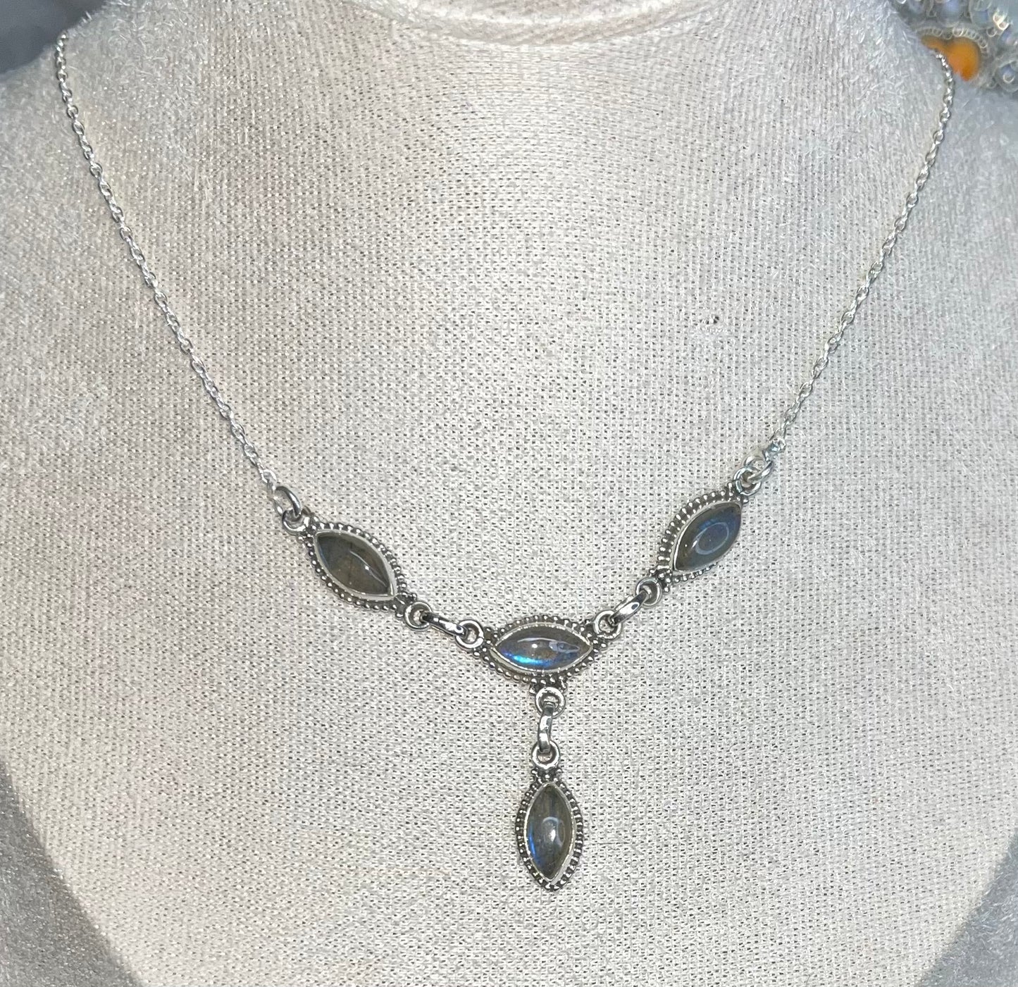 Sterling Silver Y-drop Gemstone Necklaces 16”-18”