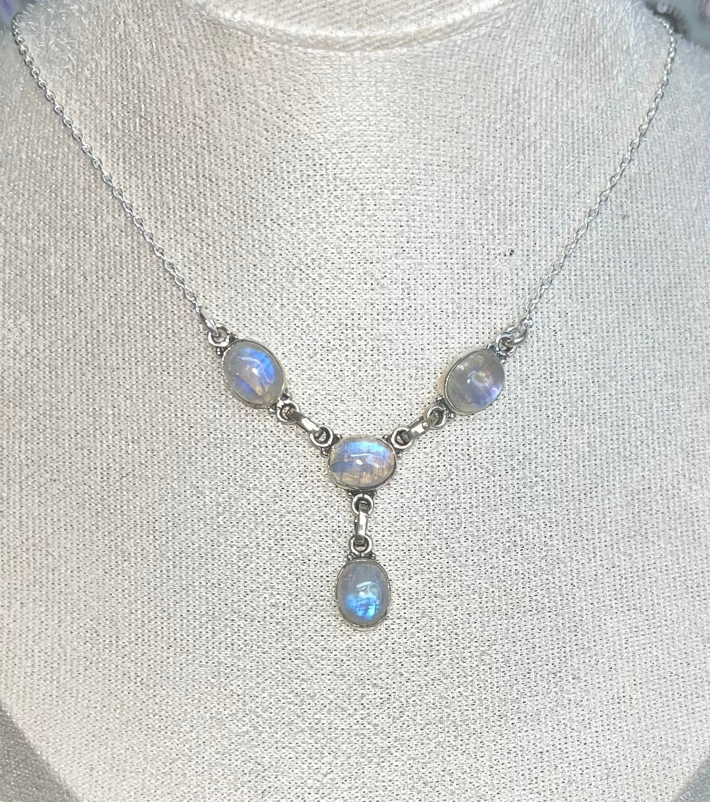 Sterling Silver Y-drop Gemstone Necklaces 16”-18”