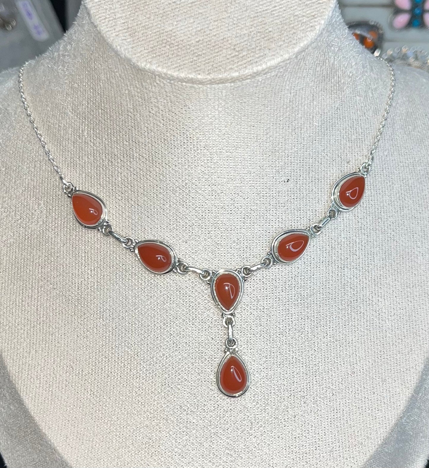 Sterling Silver Y-drop Gemstone Necklaces 16”-18”
