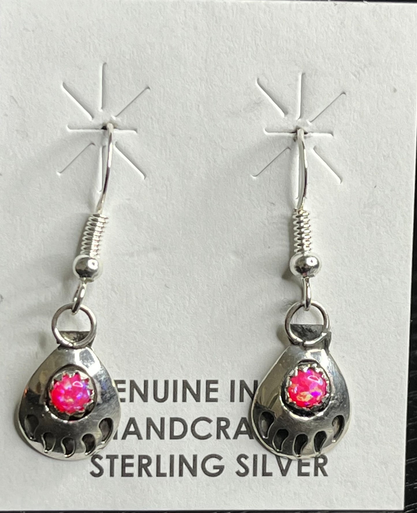 Pink Lab Opal Sterling Silver Paw Earrings