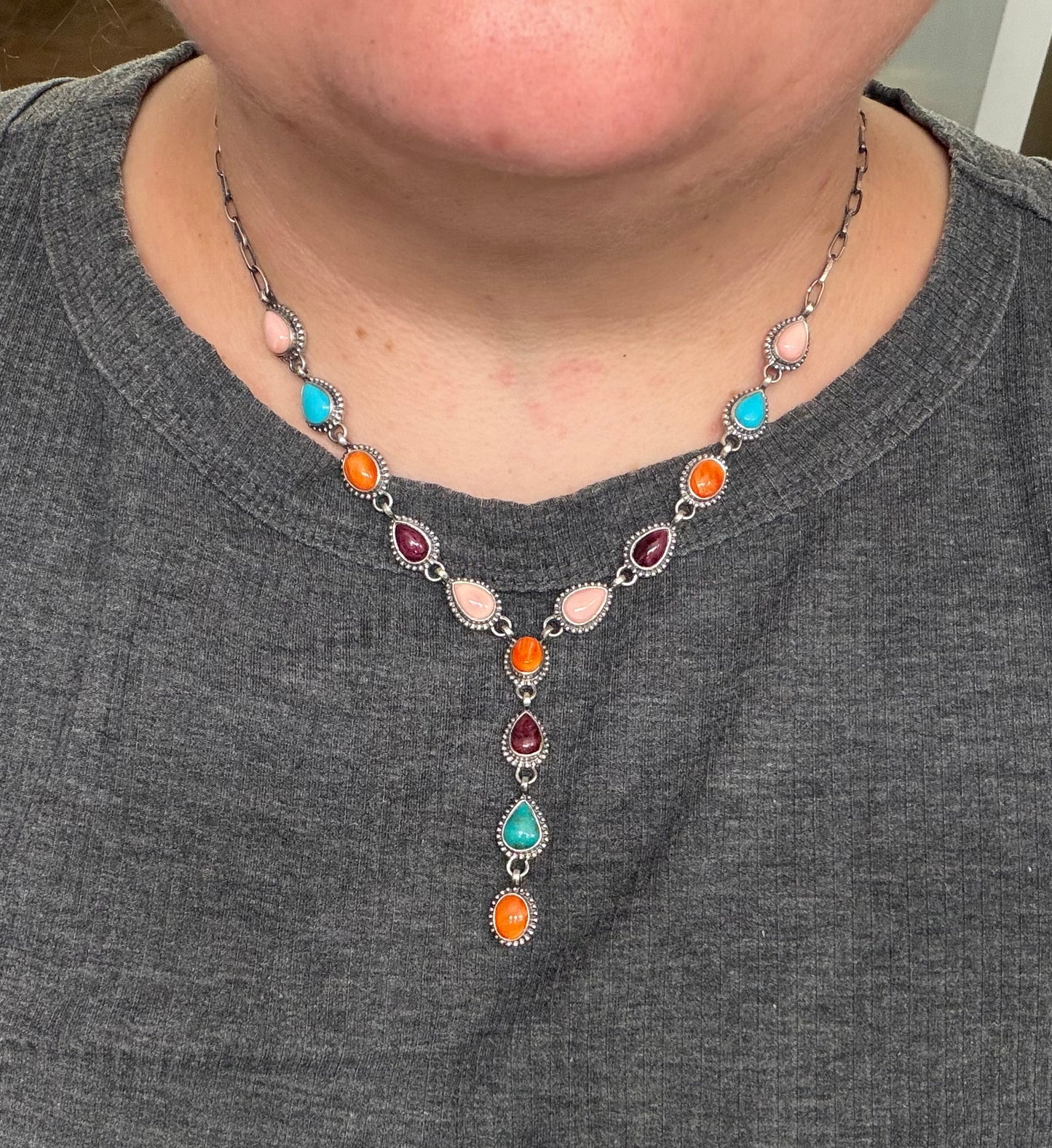Handcrafted Multi-Stone Statement Lariat