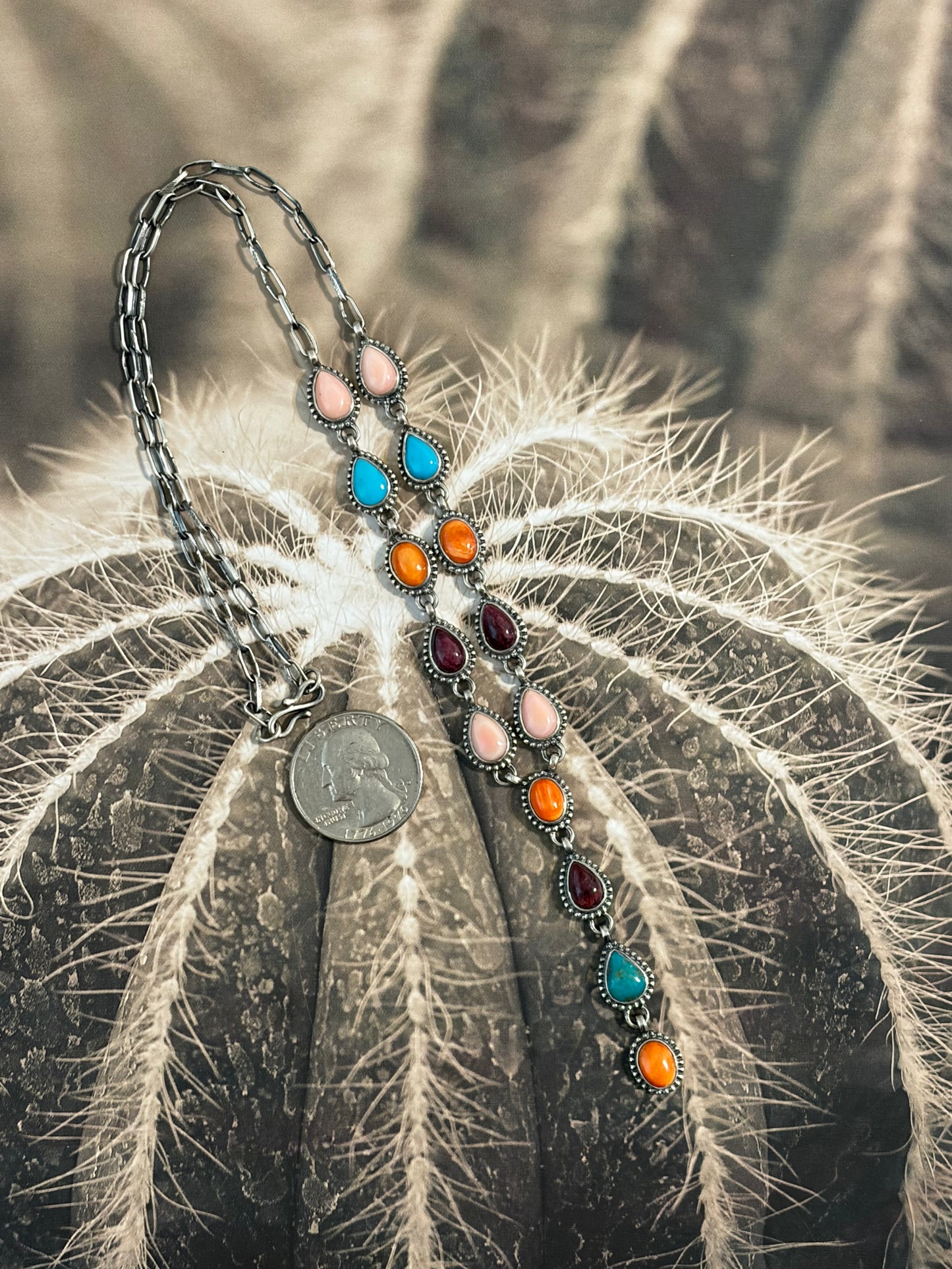 Handcrafted Multi-Stone Statement Lariat