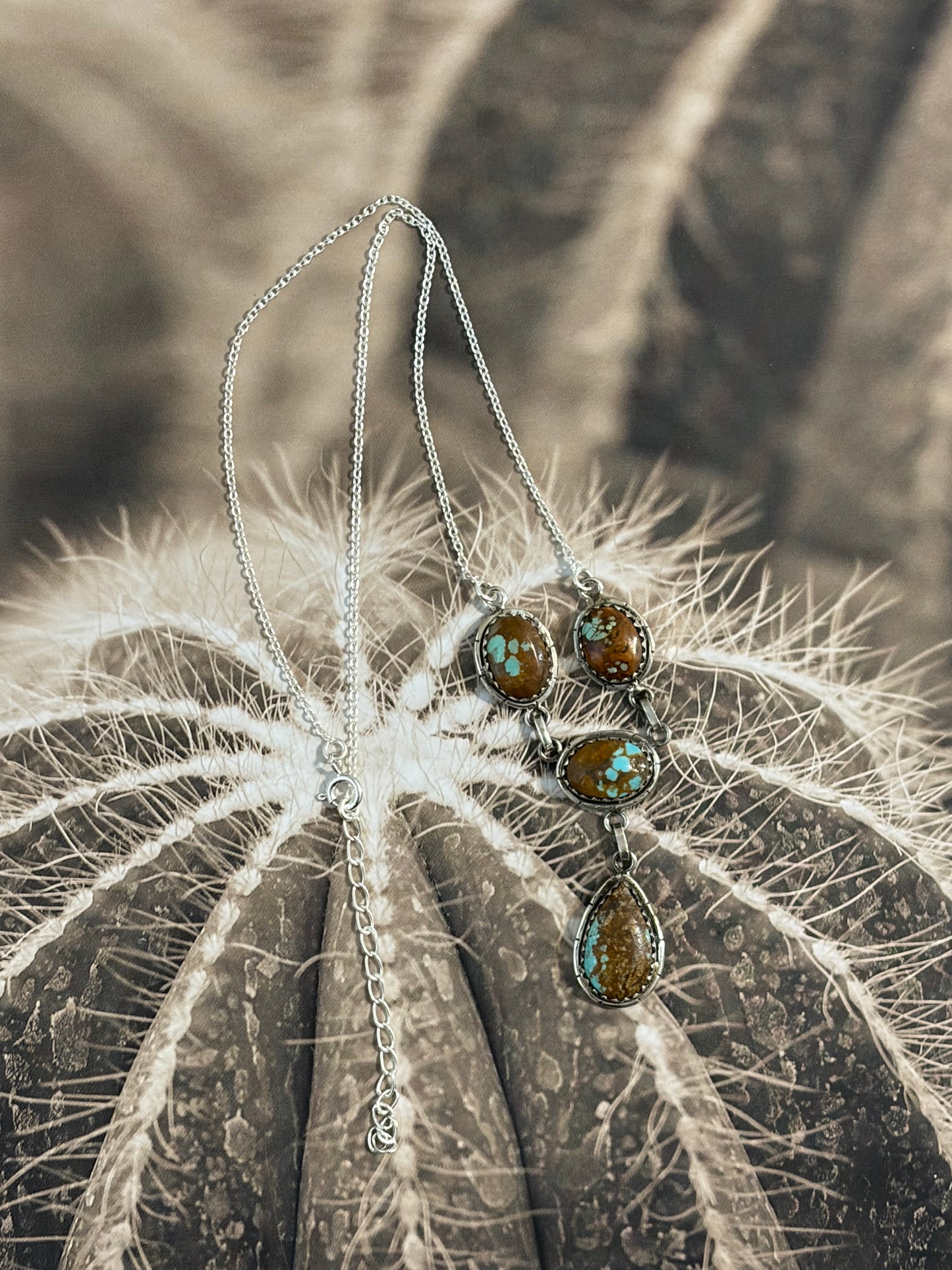 No.8 Turquoise 4-Stone Lariat Necklace
