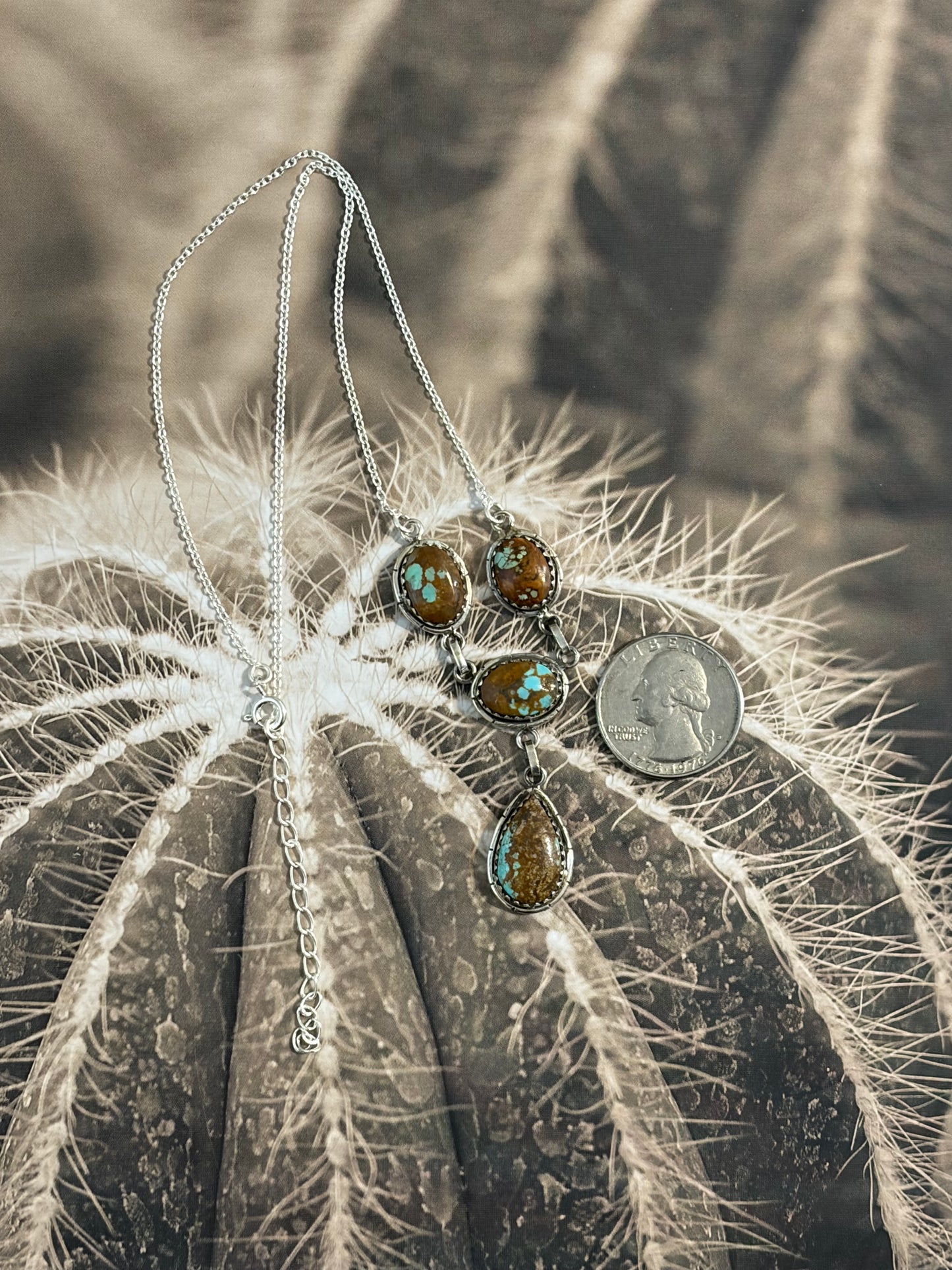 No.8 Turquoise 4-Stone Lariat Necklace