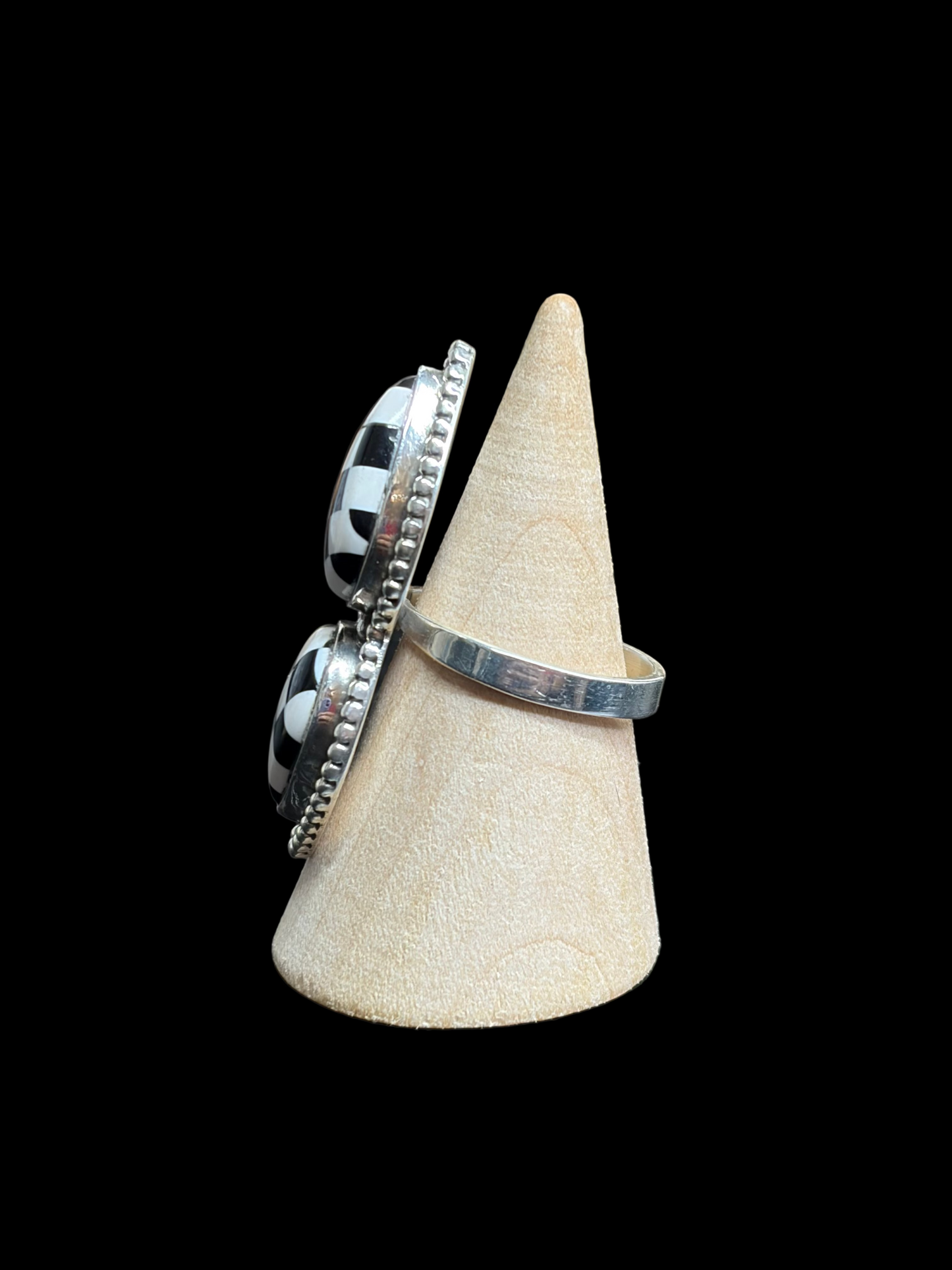 Black Onyx Checker Ring - Adjustable