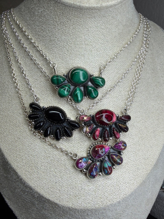 Half Cluster Statement Necklace