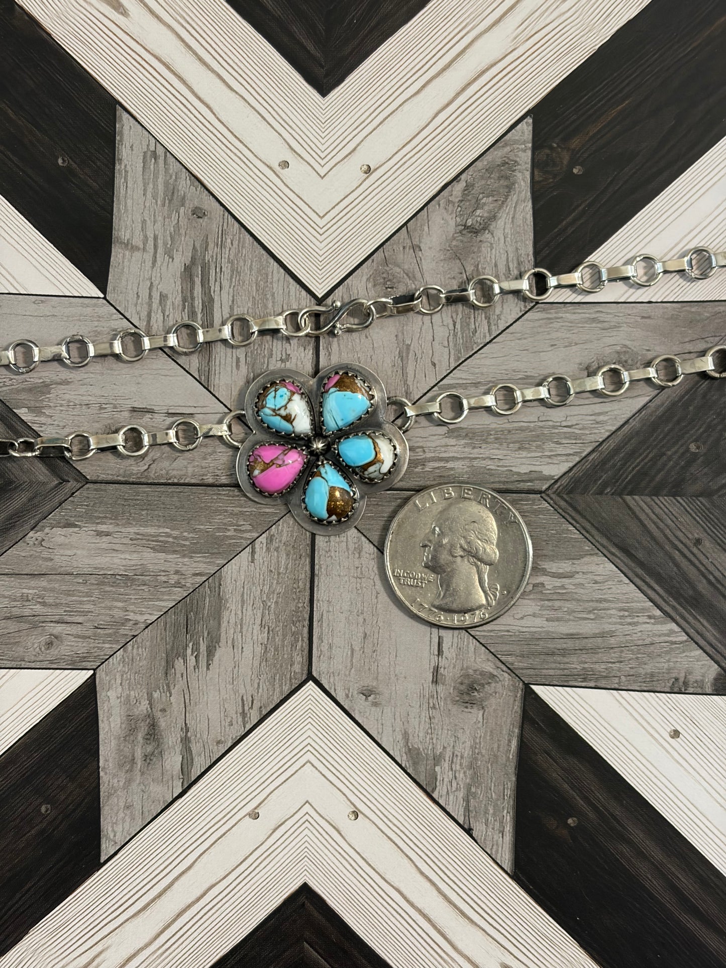 Handcrafted Cotton Candy Dahlia Flower Choker Necklace