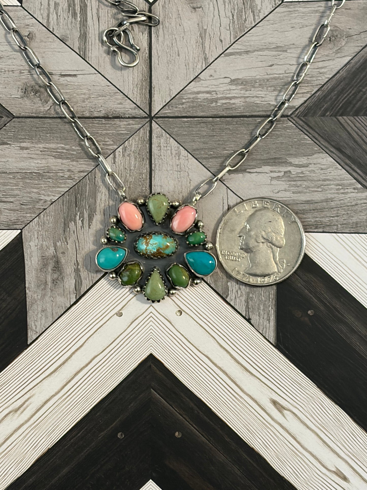 Handcrafted Multi-Stone Cluster Necklace
