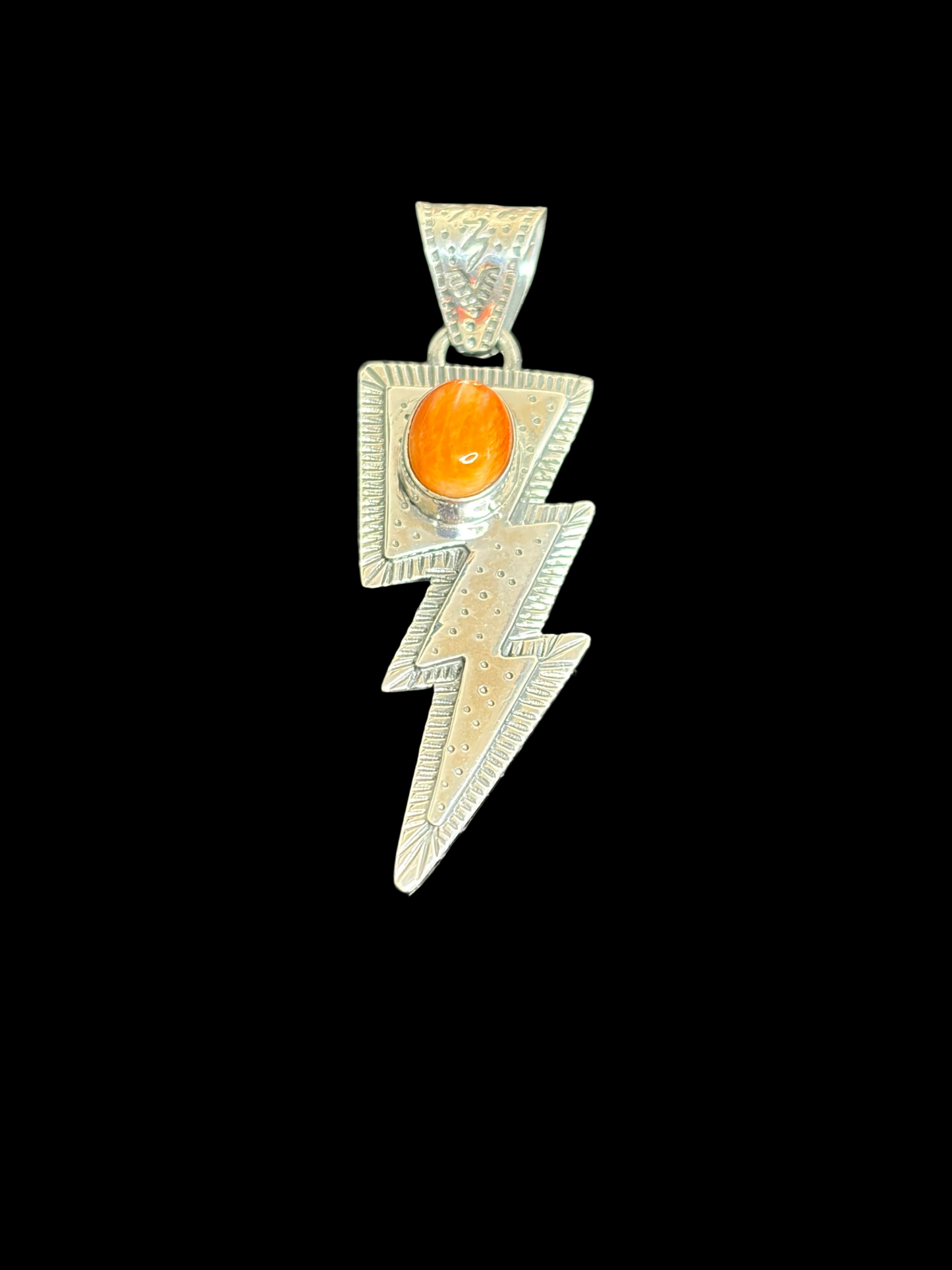 Handcrafted Orange Spiny Bolt Pendant