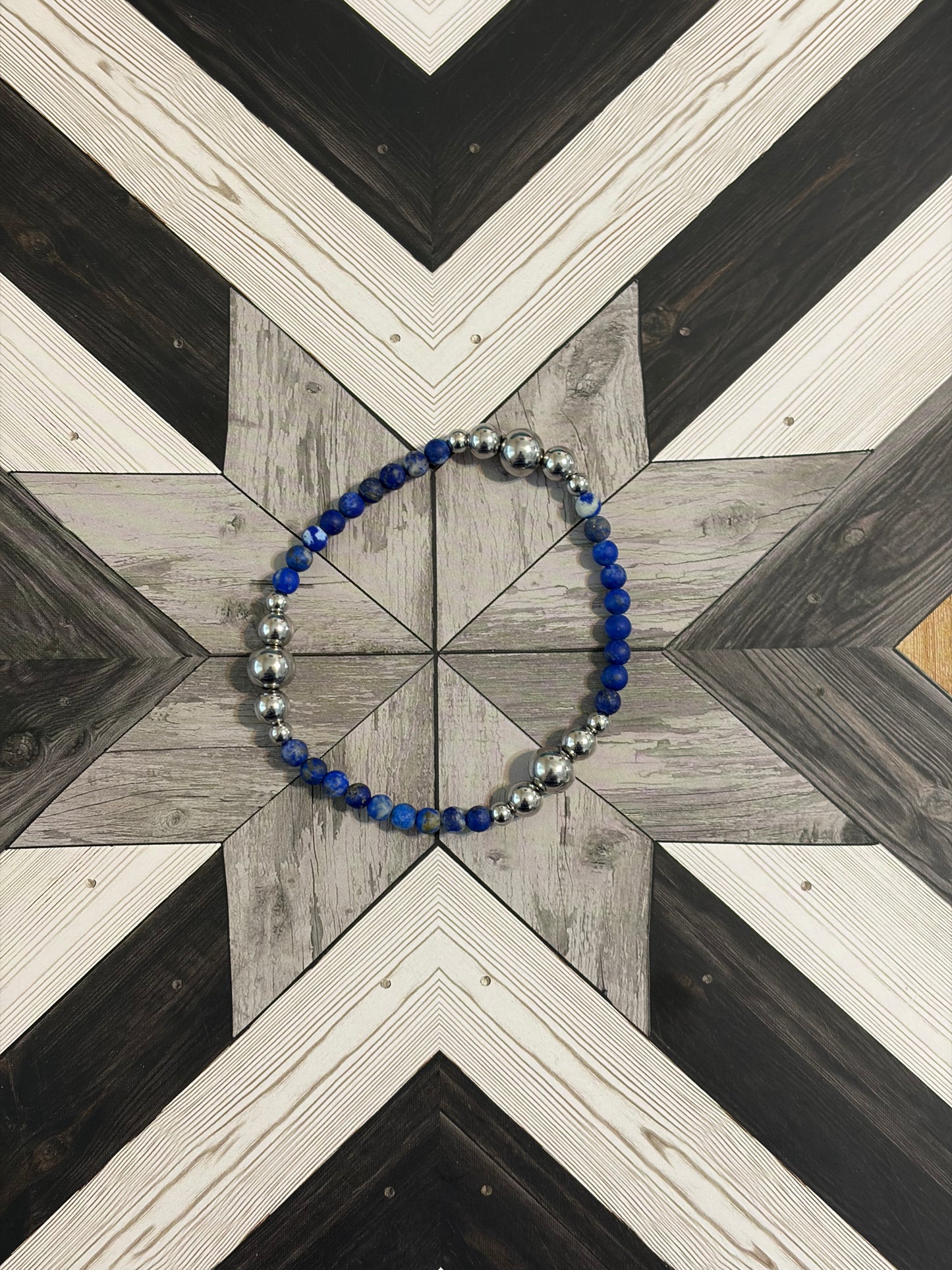 Desert Steel & Lapis Stretch Bracelet