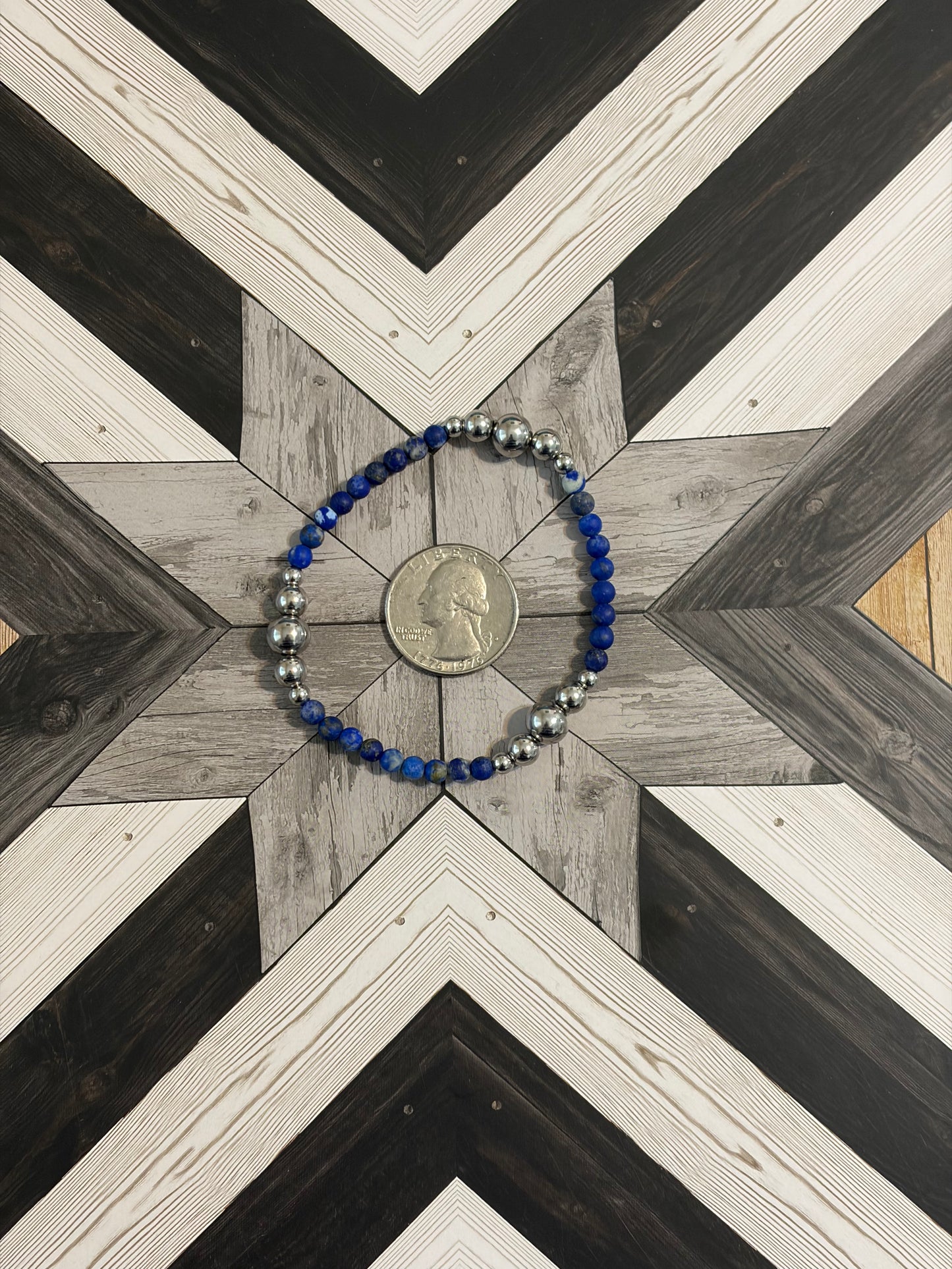 Desert Steel & Lapis Stretch Bracelet
