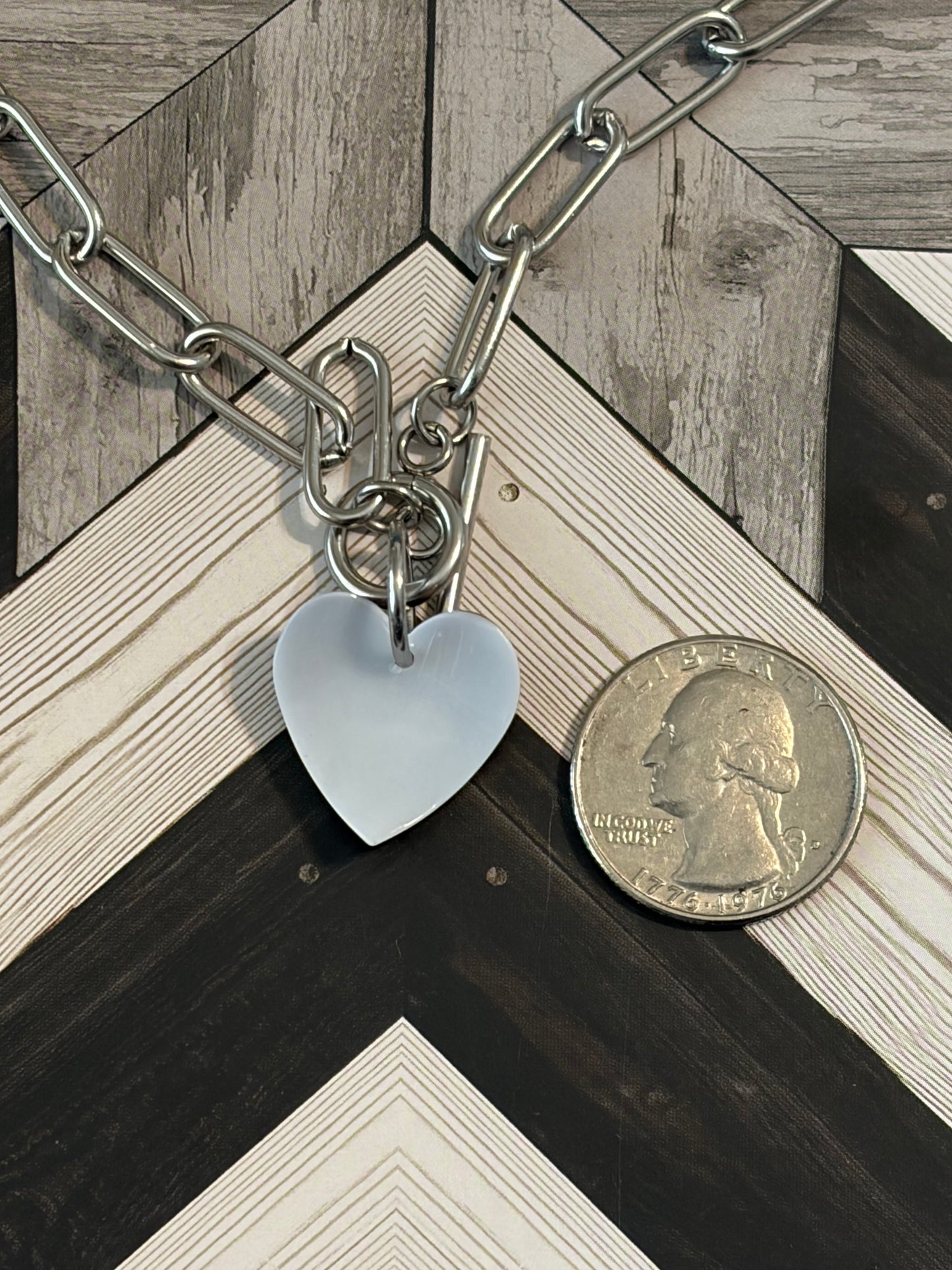 Spotted Cowrie Shell Heart Toggle Necklace