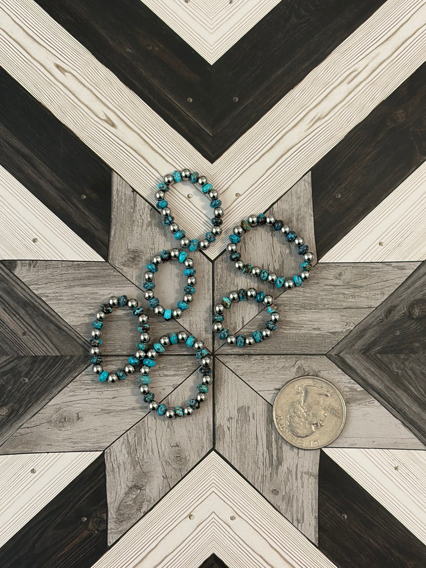 Desert Steel & AZ Turquoise Stretch Rings