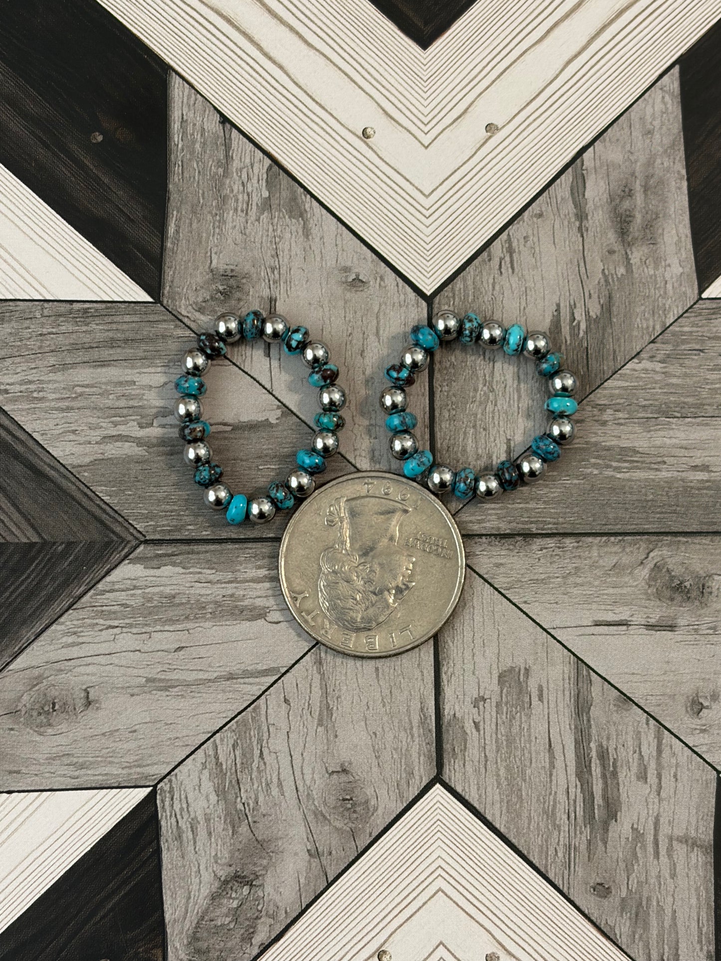 Desert Steel & AZ Turquoise Stretch Rings