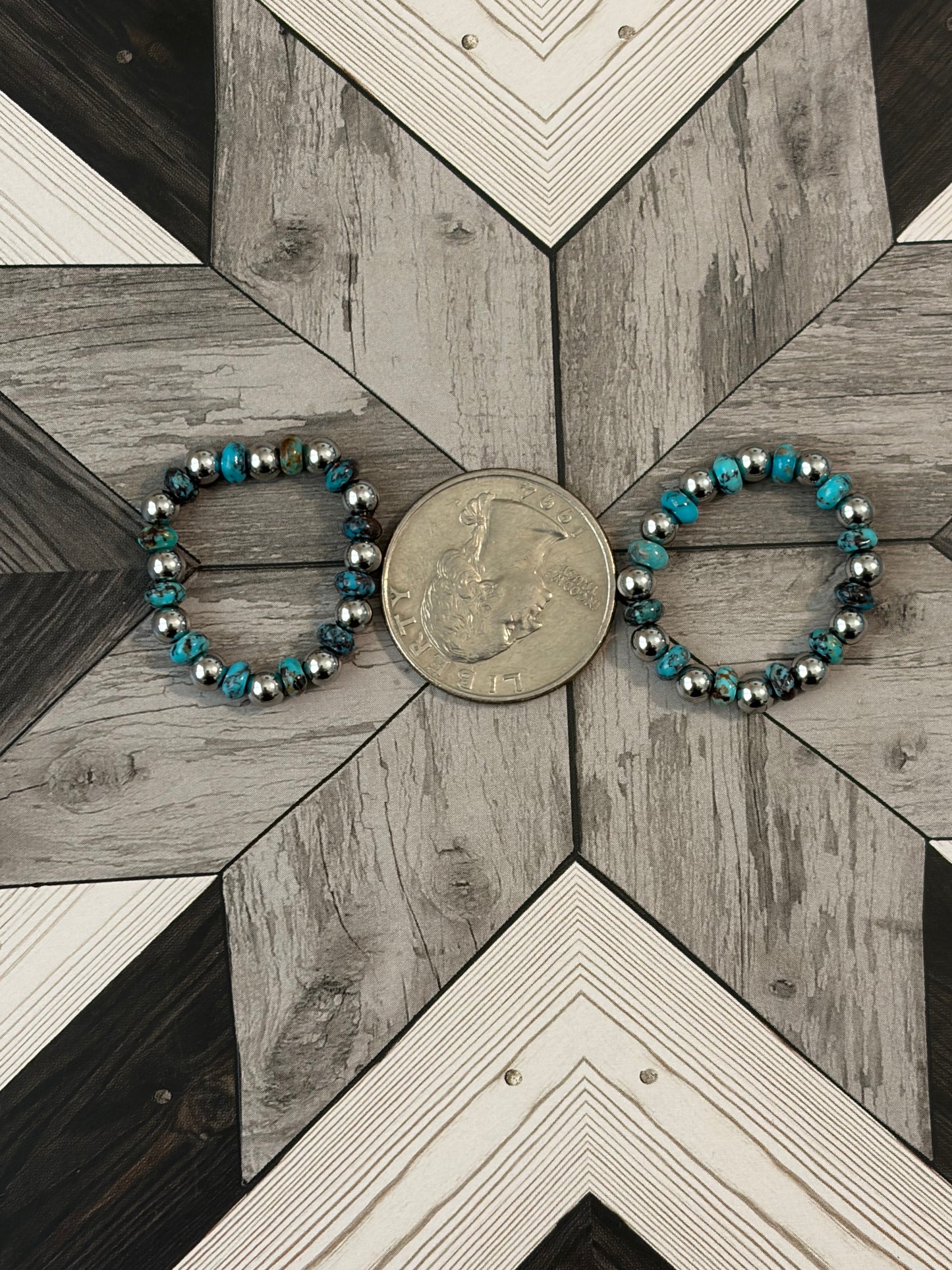 Desert Steel & AZ Turquoise Stretch Rings