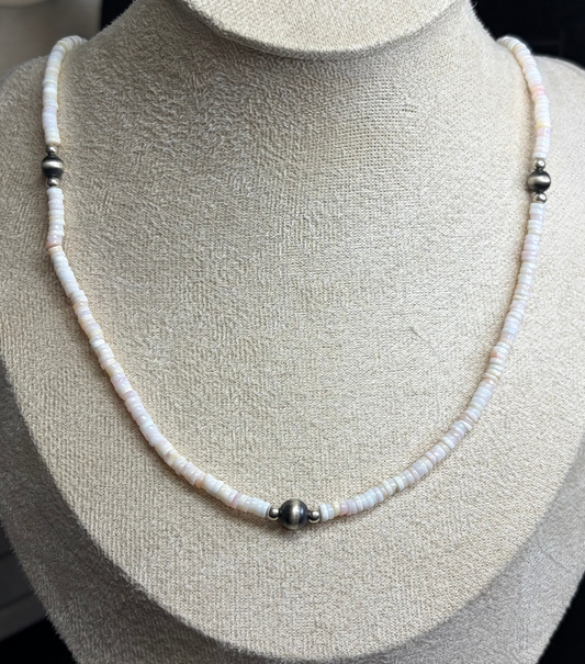 Pink Conch Shell & Desert Pearl Necklace - 22”