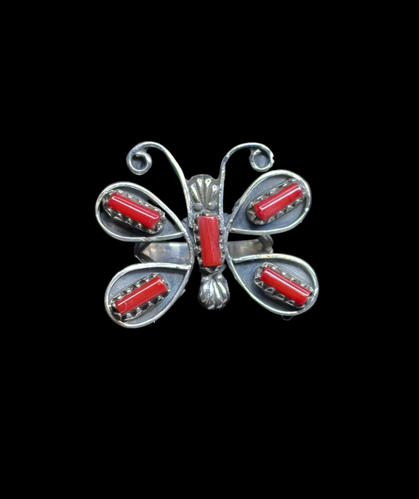 Italian Coral Butterfly Ring - size 7